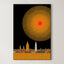 Gold Sun City – Surreal Pointillist Solar Cityscape Wall Art 434