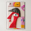 Crimson Observer – Surreal Folk Art Portrait Wall Art 563