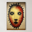 Crimson Presence – Surreal Folk Stipple Mask Wall Art 588