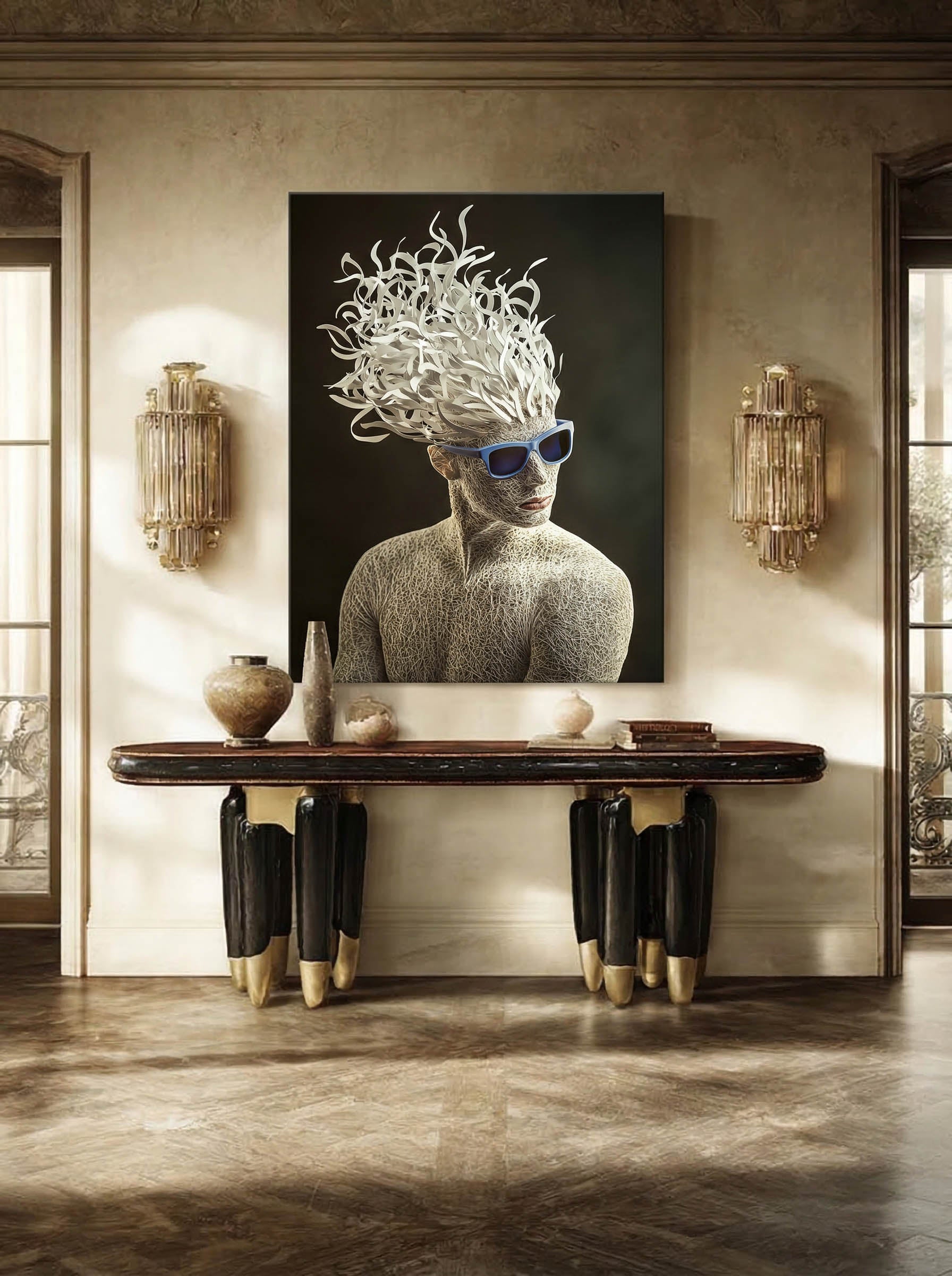 Abstract Ribbons Portrait – Surreal Abstract Wall Art 016