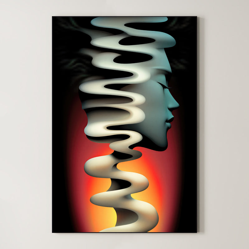 Fluid Mind – Surreal Teal Abstract Portrait Wall Art 513 Main image