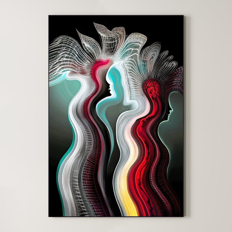 Luminous Echoes – Surreal Trio Silhouette Wall Art 527