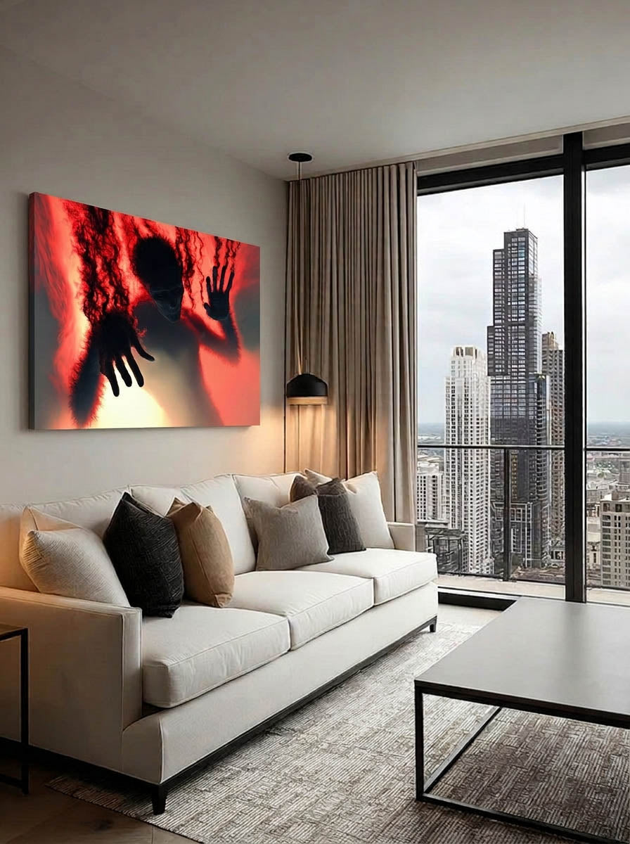 Dark Surreal Figure – Surreal Shadow Portrait Wall Art 042