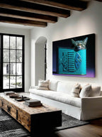Whimsical Cat Piece – Surreal Playful Feline Wall Art 048