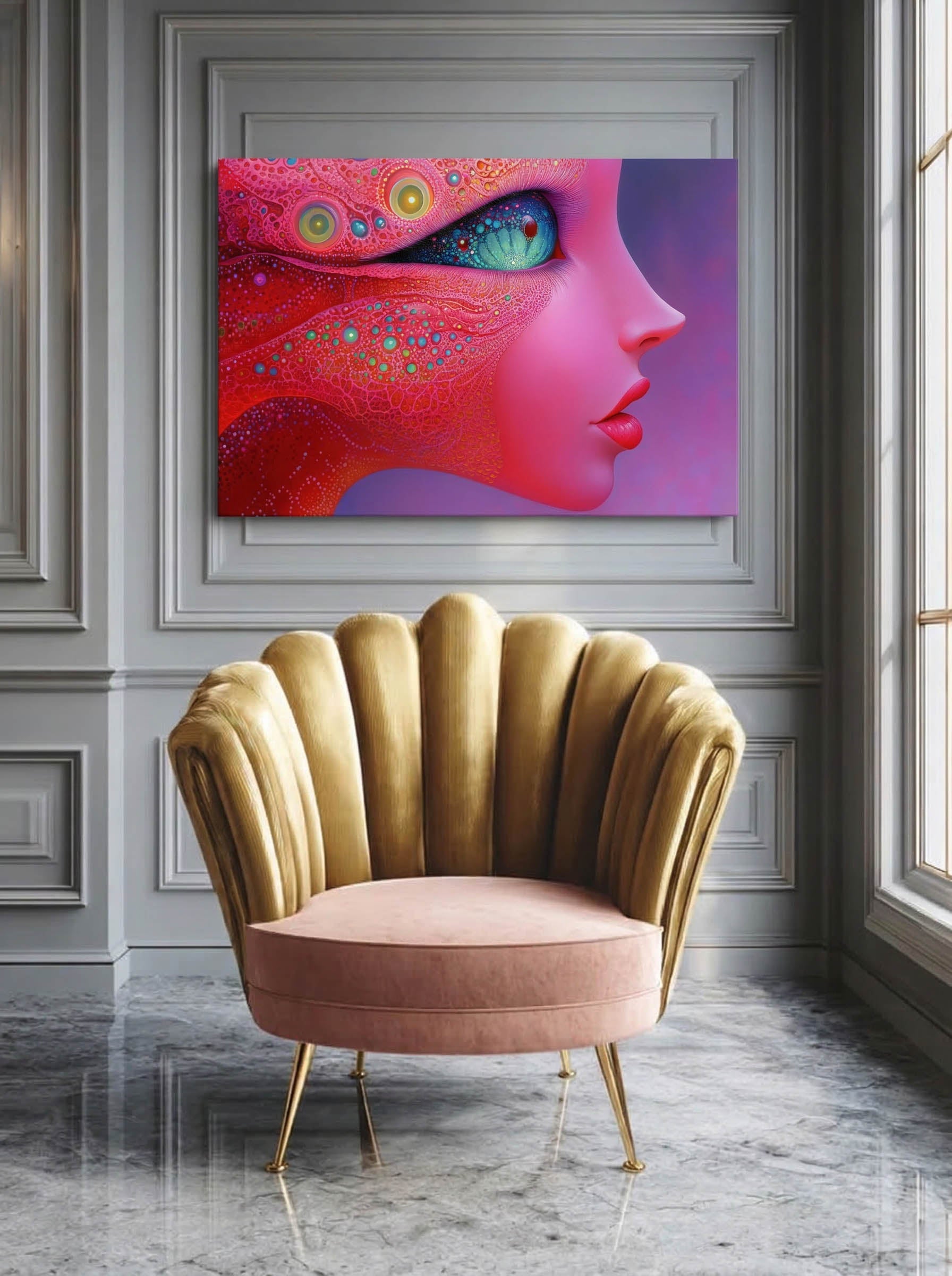 Neon Genesis – Surreal Psychedelic Cosmic Portrait Wall Art 070
