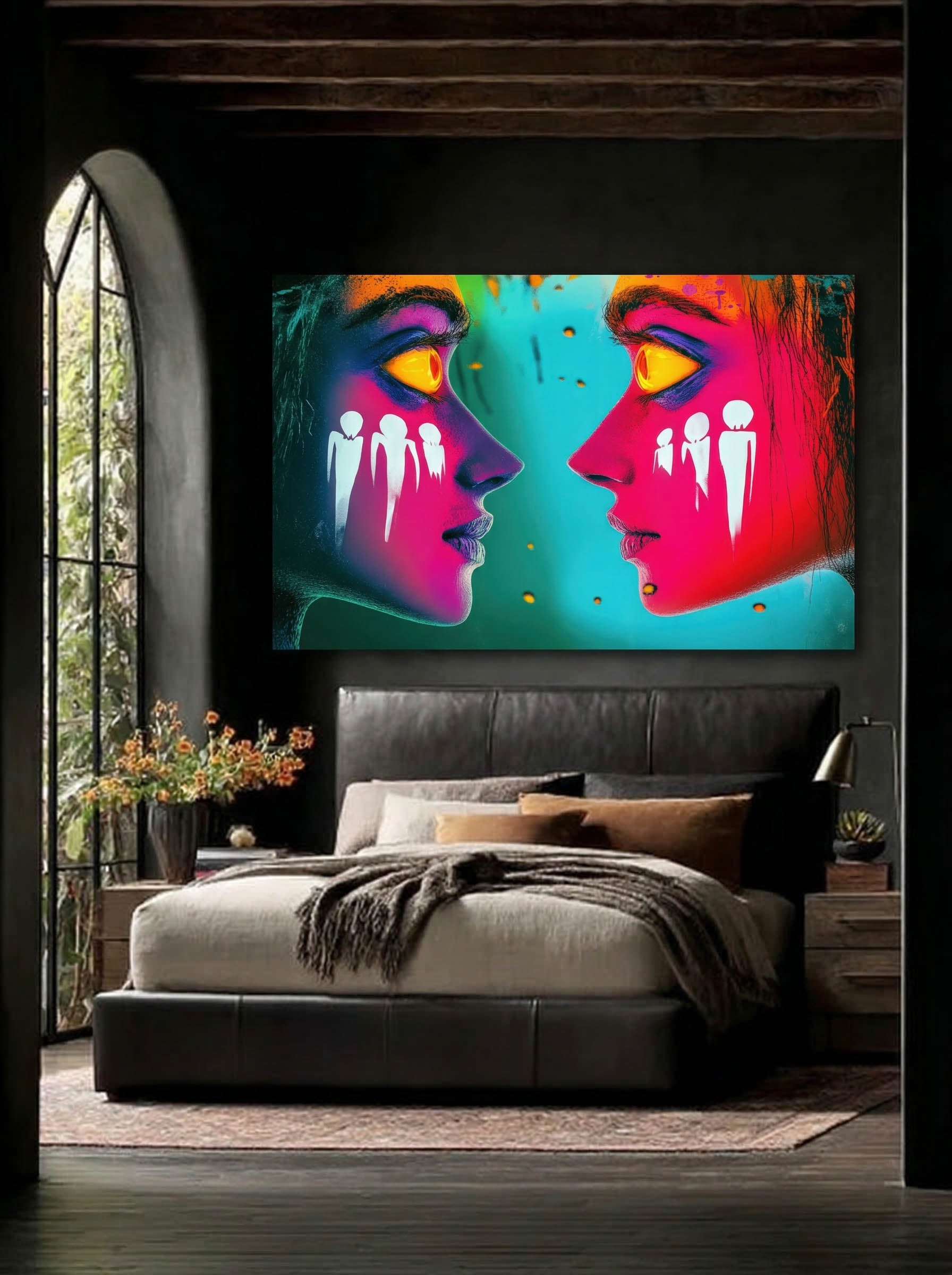 Magenta Echoes – Surreal Psychedelic Dual Portrait Wall Art 071