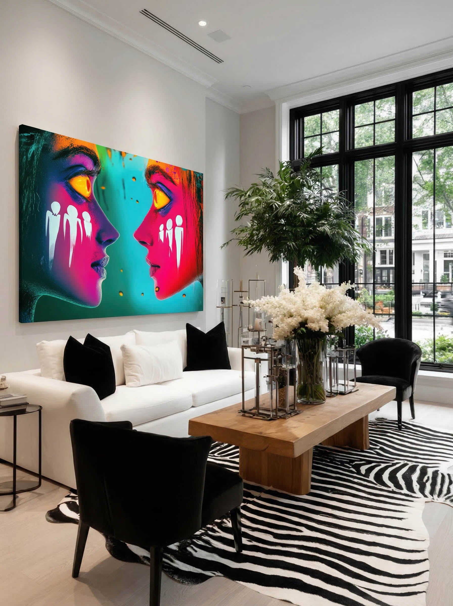 Magenta Echoes – Surreal Psychedelic Dual Portrait Wall Art 071