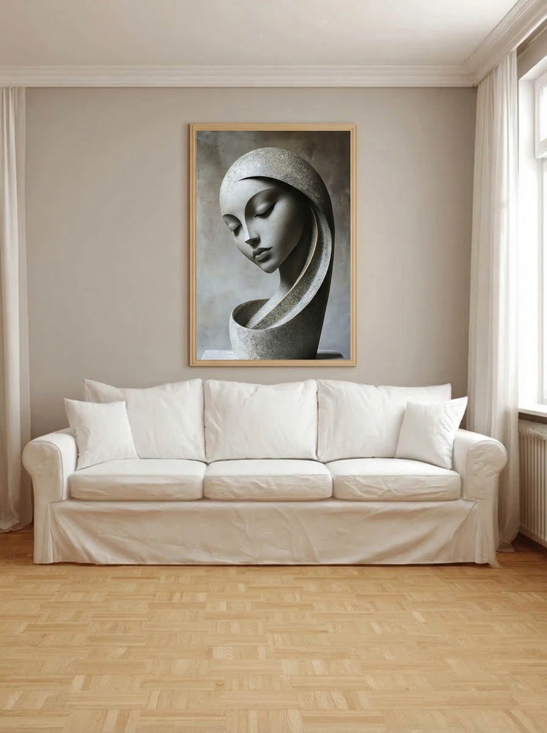Minimal Stone Figure – Surreal Minimalist Wall Art 074