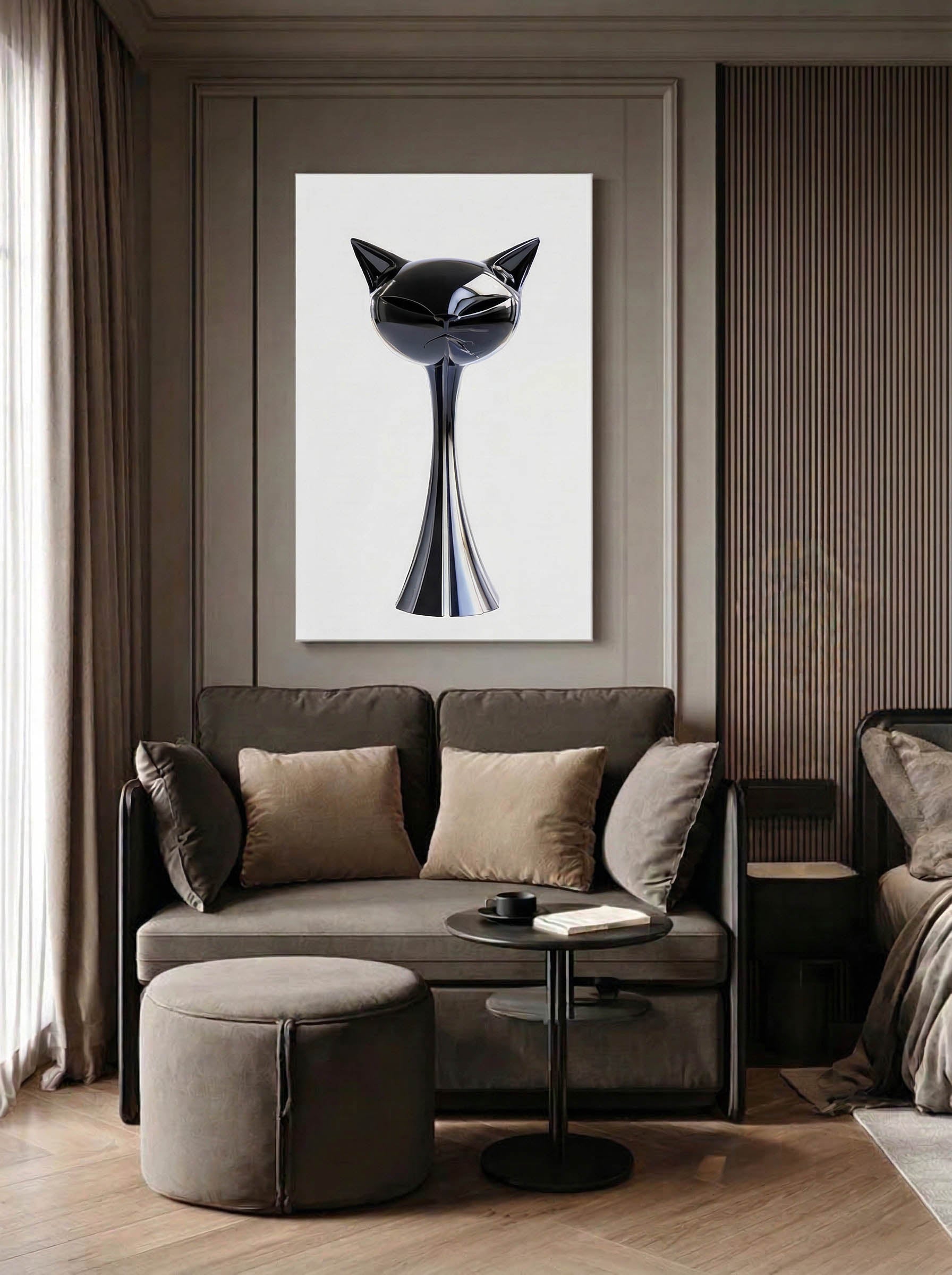 Modern Abstract Cat – Surreal Animal Wall Art 084