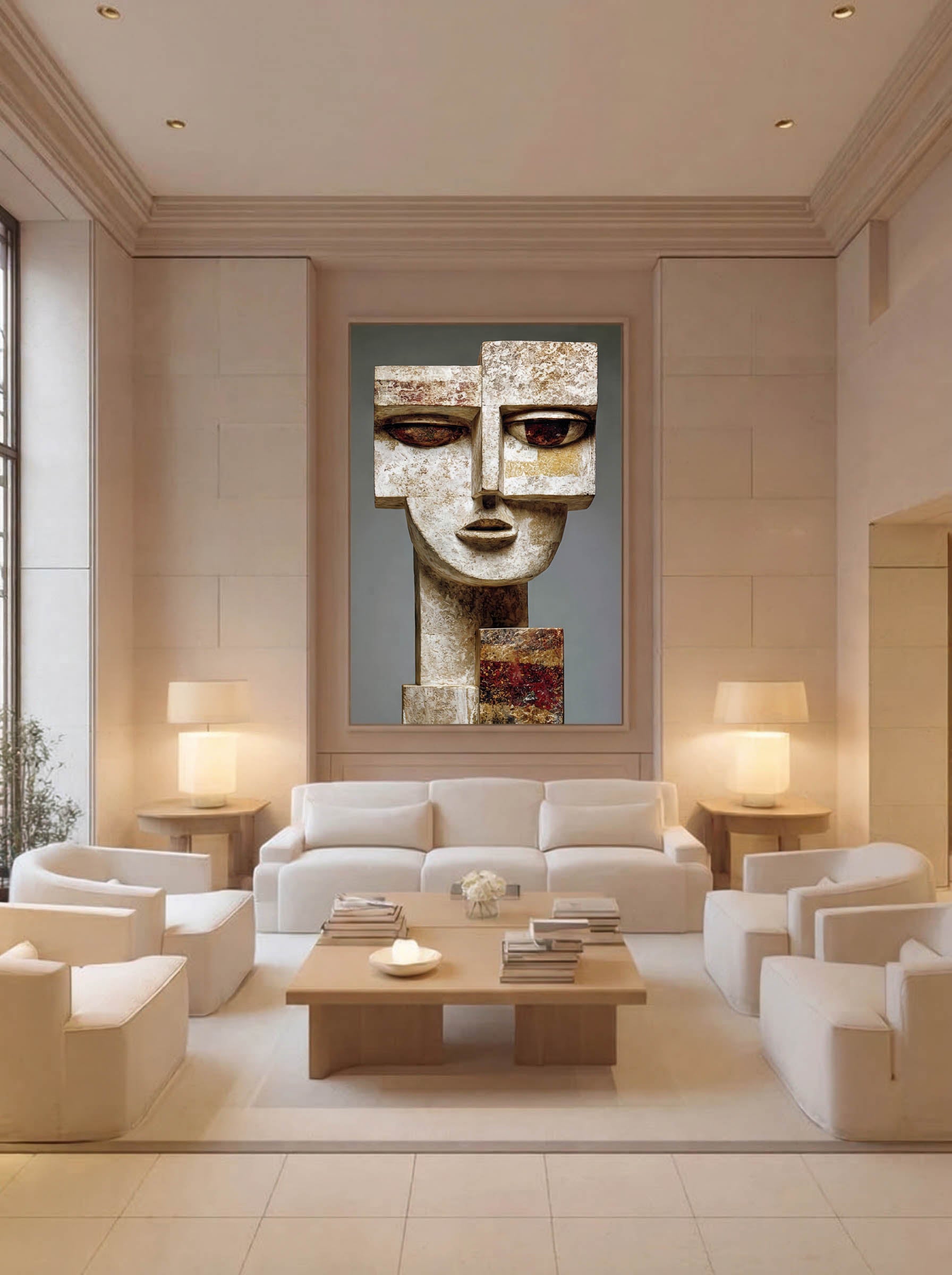 Modern Cubist Bust – Surreal Cubist Wall Art 085