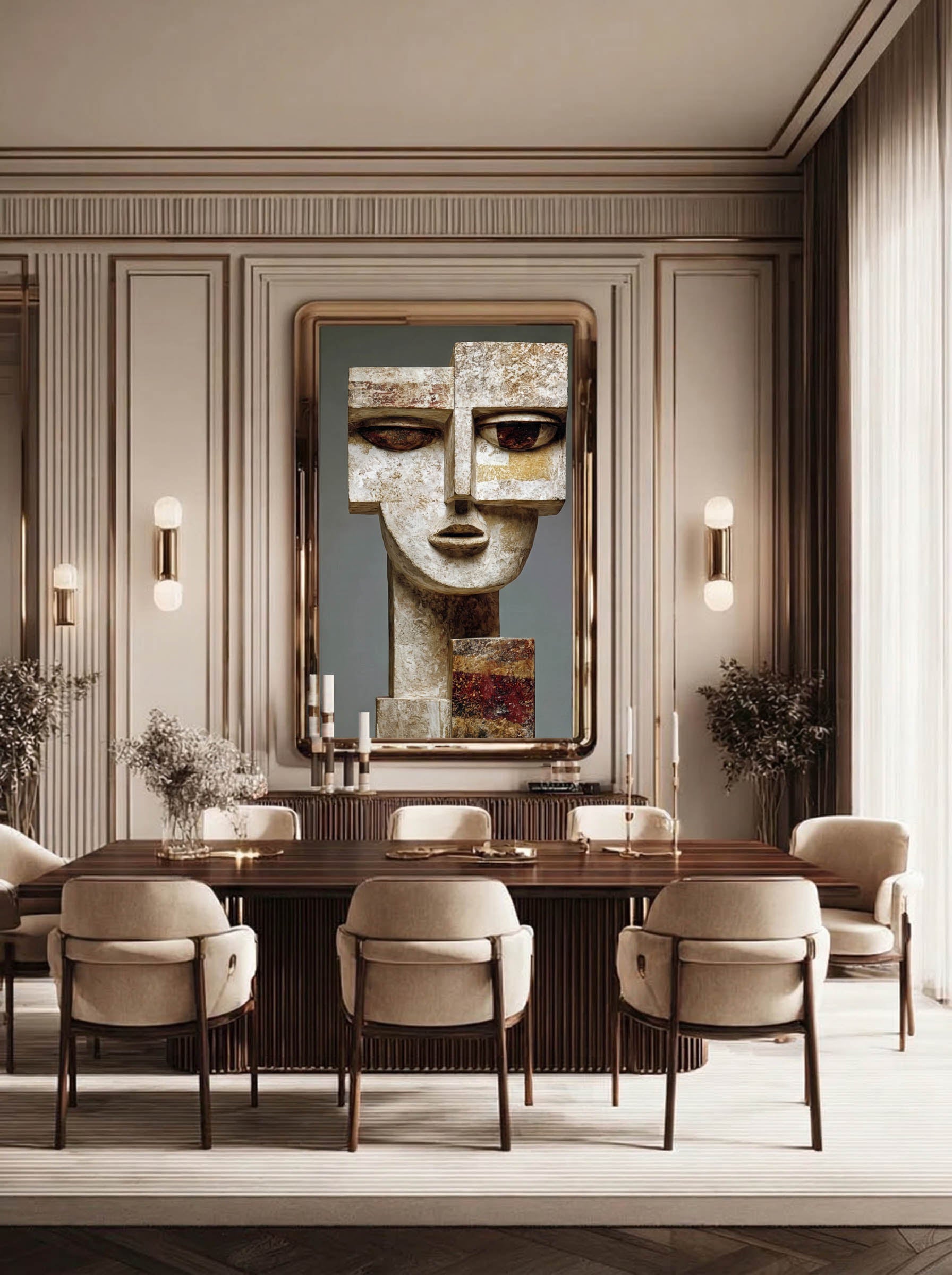 Modern Cubist Bust – Surreal Cubist Wall Art 085