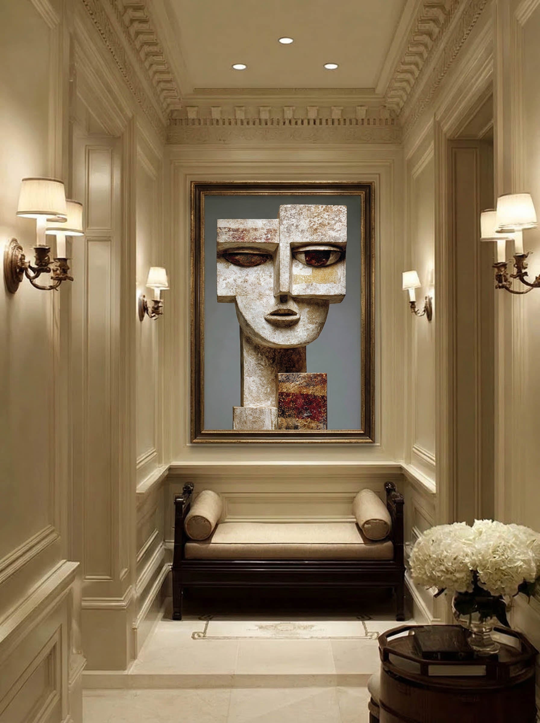Modern Cubist Bust – Surreal Cubist Wall Art 085