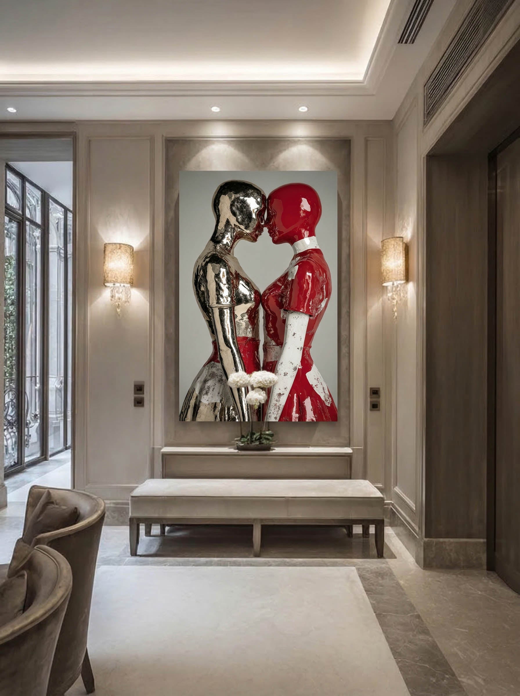 Sculptural Couple Art – Surreal Romantic Wall Art 096 Secondary image