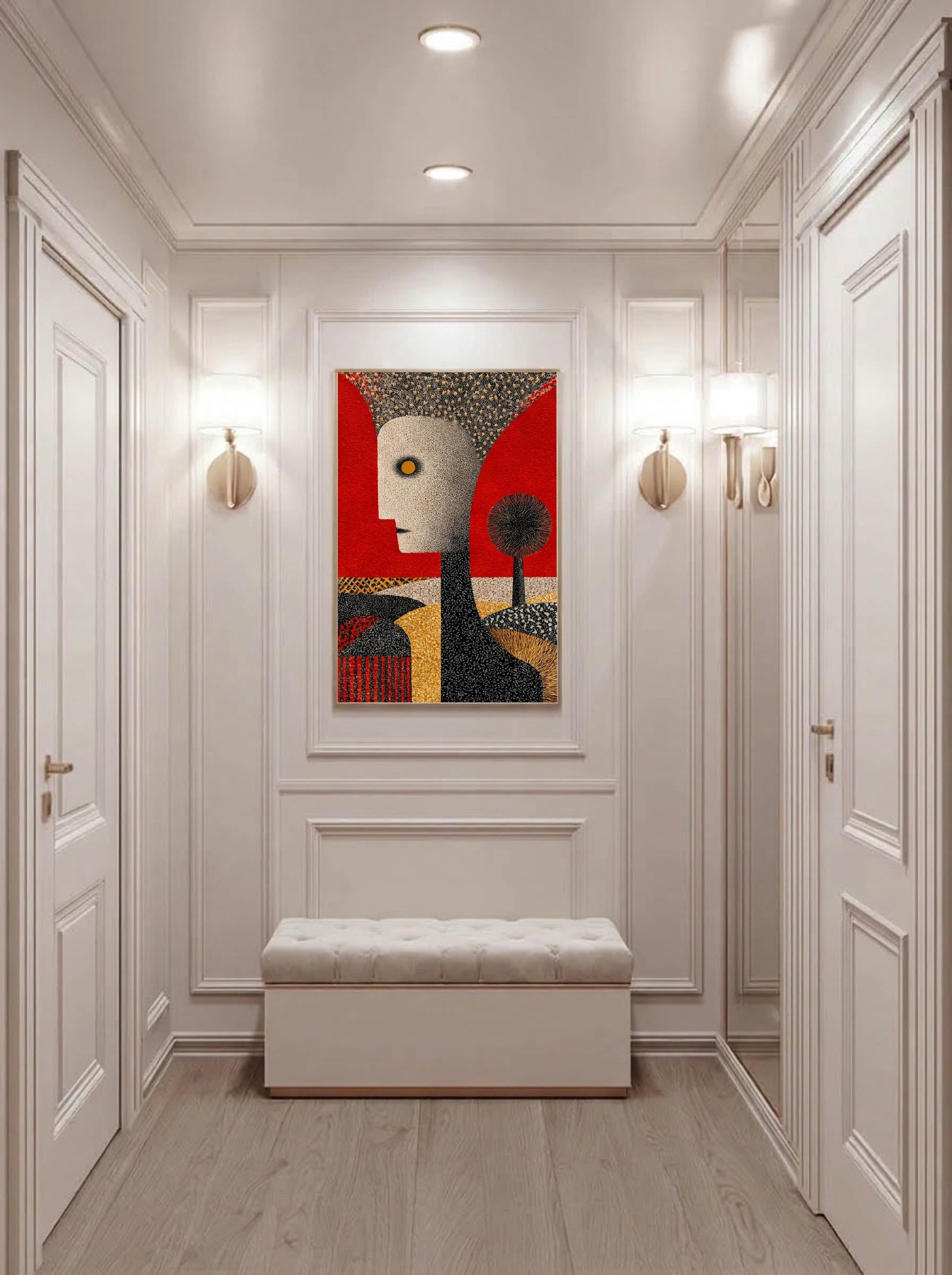 Folk Surreal Figure – Surreal Folk Art Wall Art 098