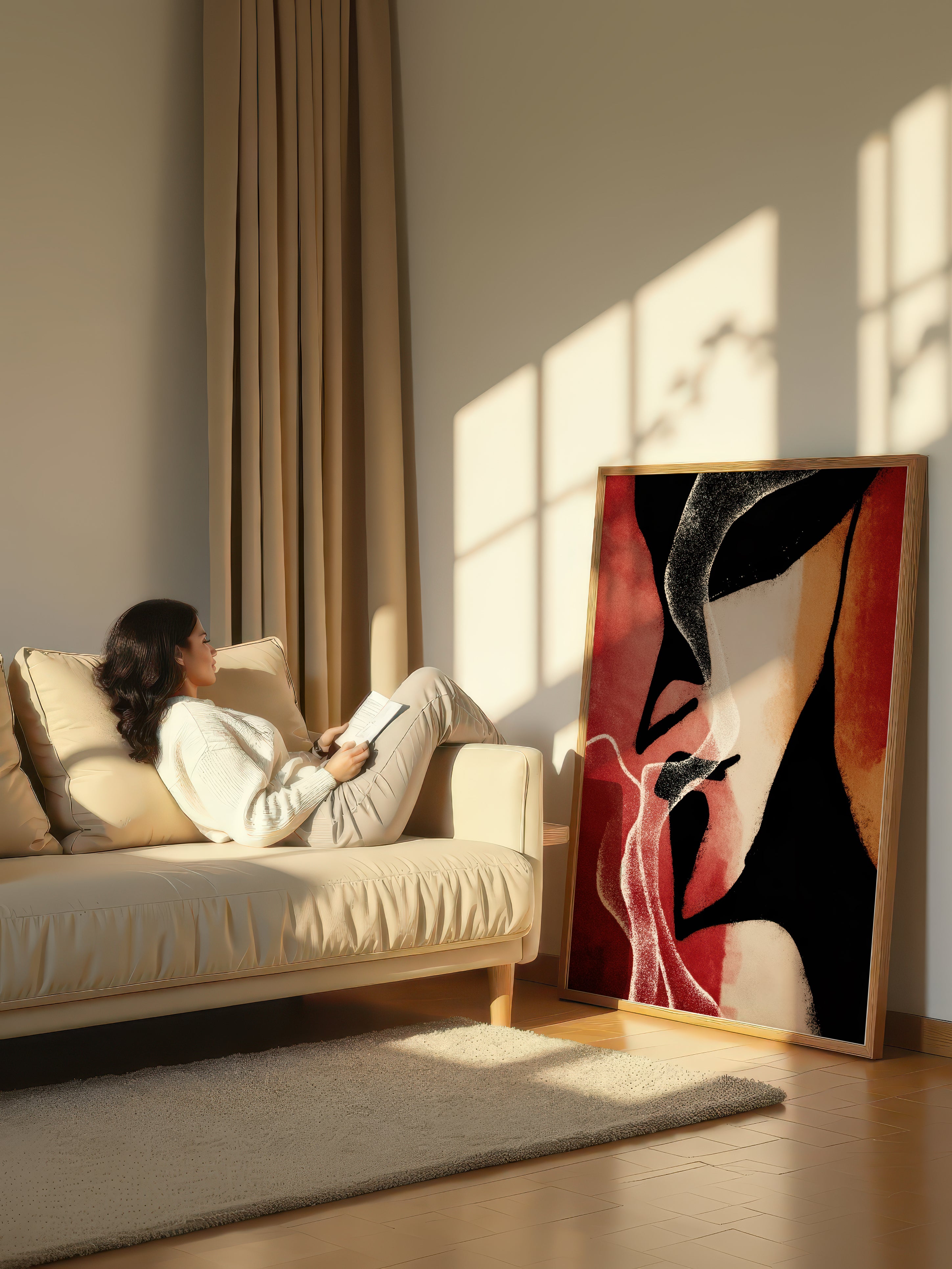 Crimson Echo – Surreal Abstract Crimson Silhouette Wall Art 483