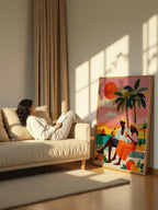 Sunset Cocktails – Surreal Tropical Graphic Couple Wall Art 458