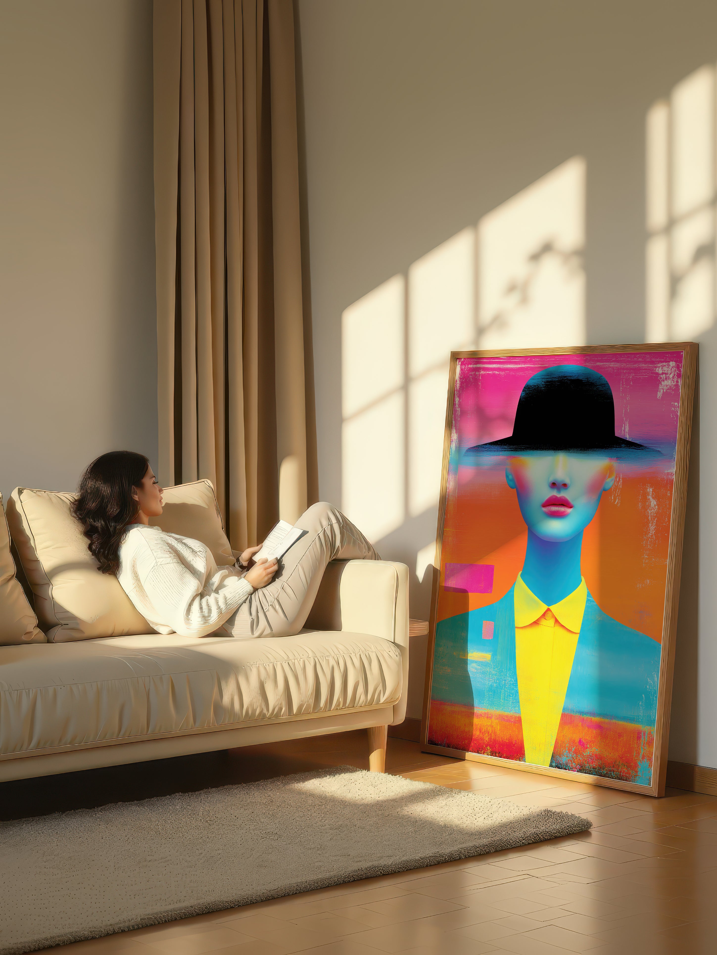 Vivid Anonymity – Surreal Neon Portrait Wall Art 555