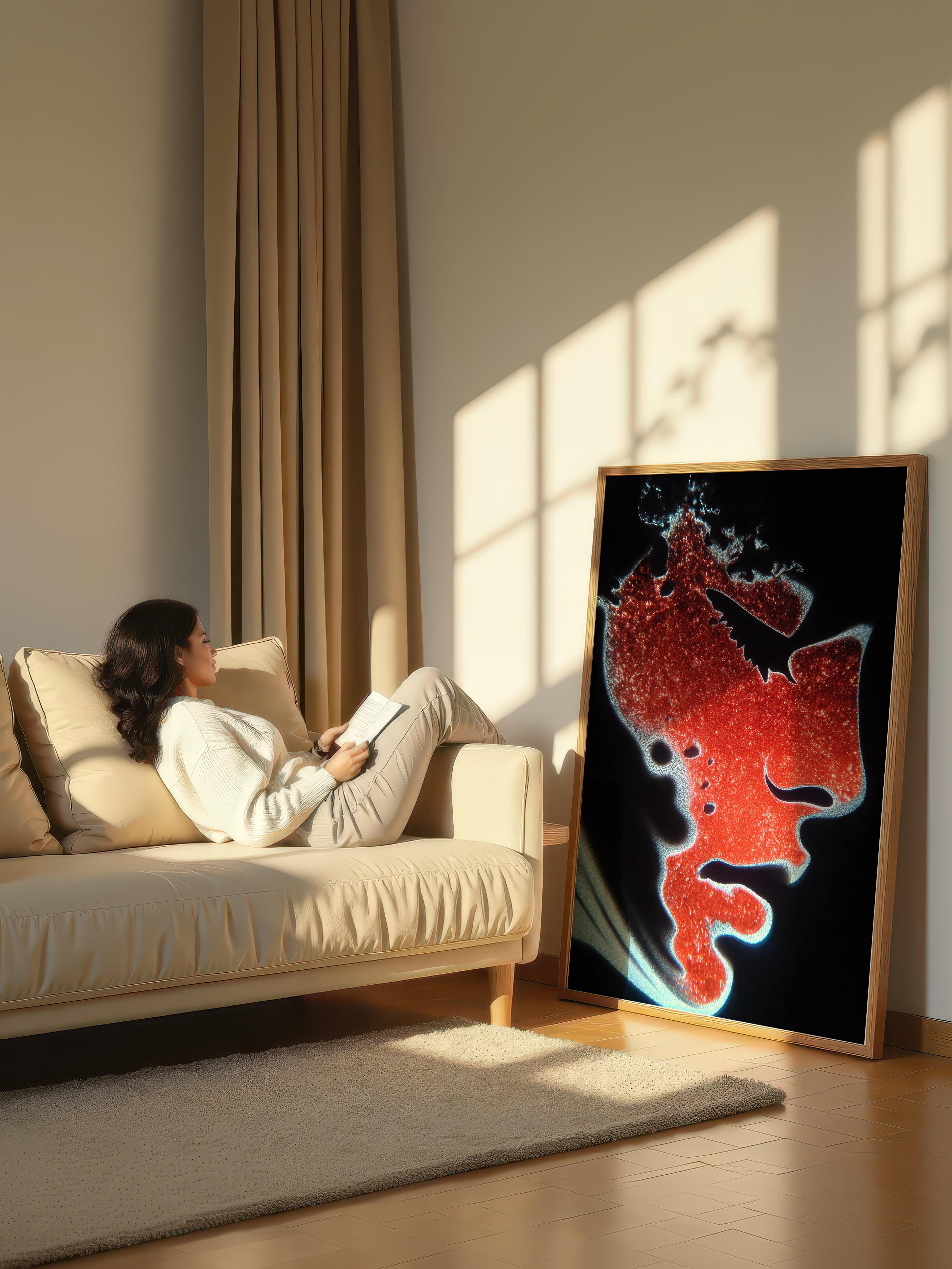 Cinnabar Flow – Surreal Abstract Crimson Wall Art 560