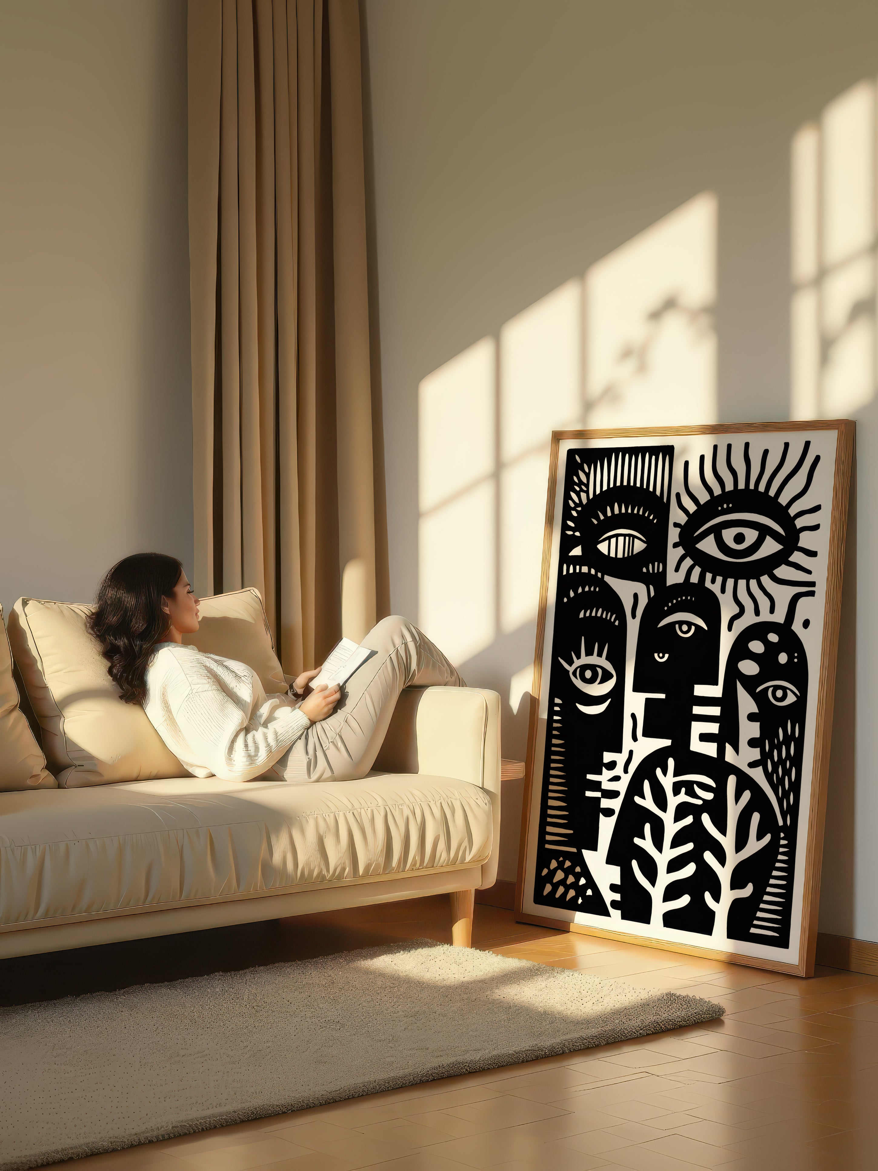 Eyes and Branches – Surreal Folk Graphic Print Wall Art 439