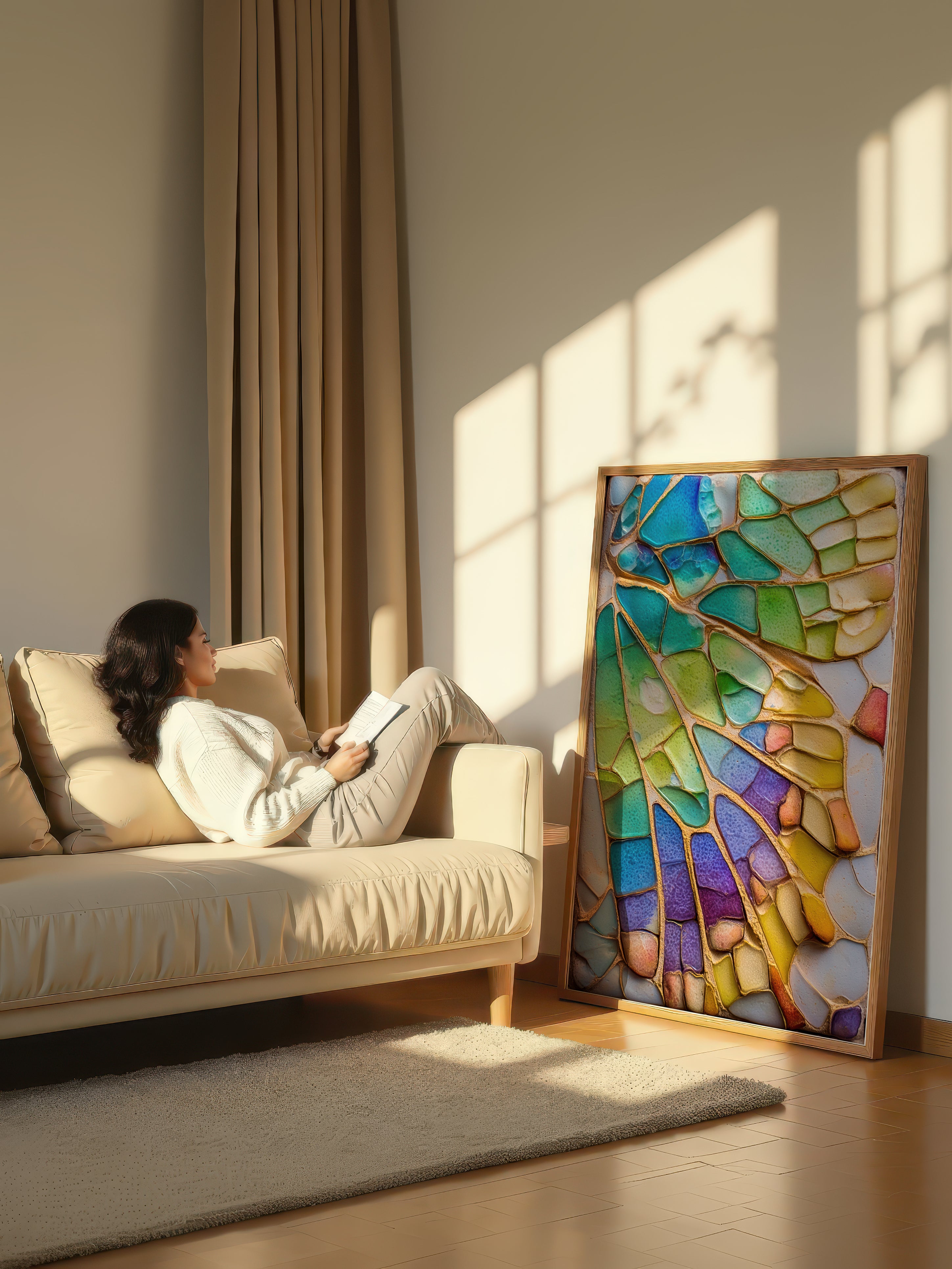 Prism Wing – Surreal Jewel-Tone Geometric Wall Art 554