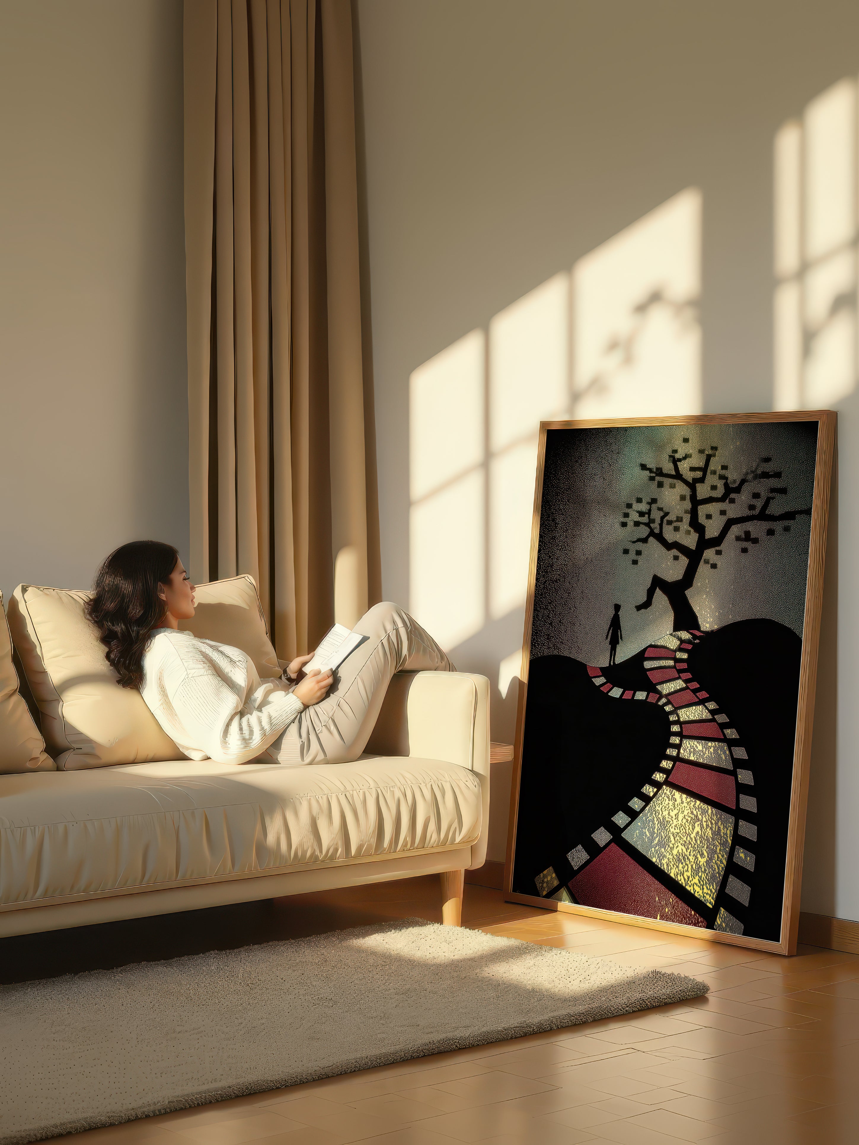 Starlit Passage – Surreal Stipple Landscape Wall Art 591