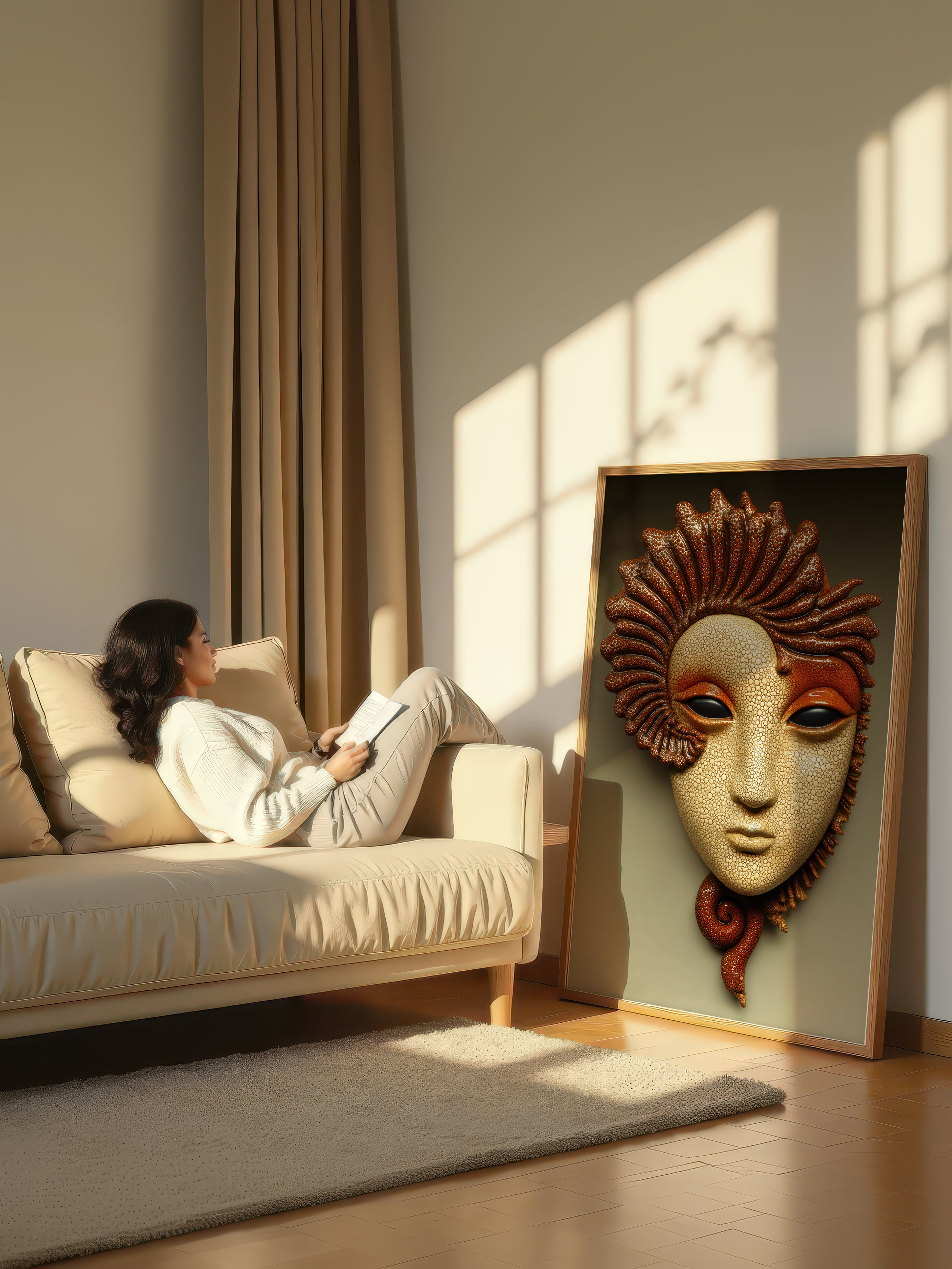 Pebbled Mask – Surreal Sculptural Mask Wall Art 546