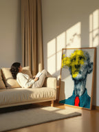 Yellow Splash – Surreal Expressive Line Portrait Wall Art 426