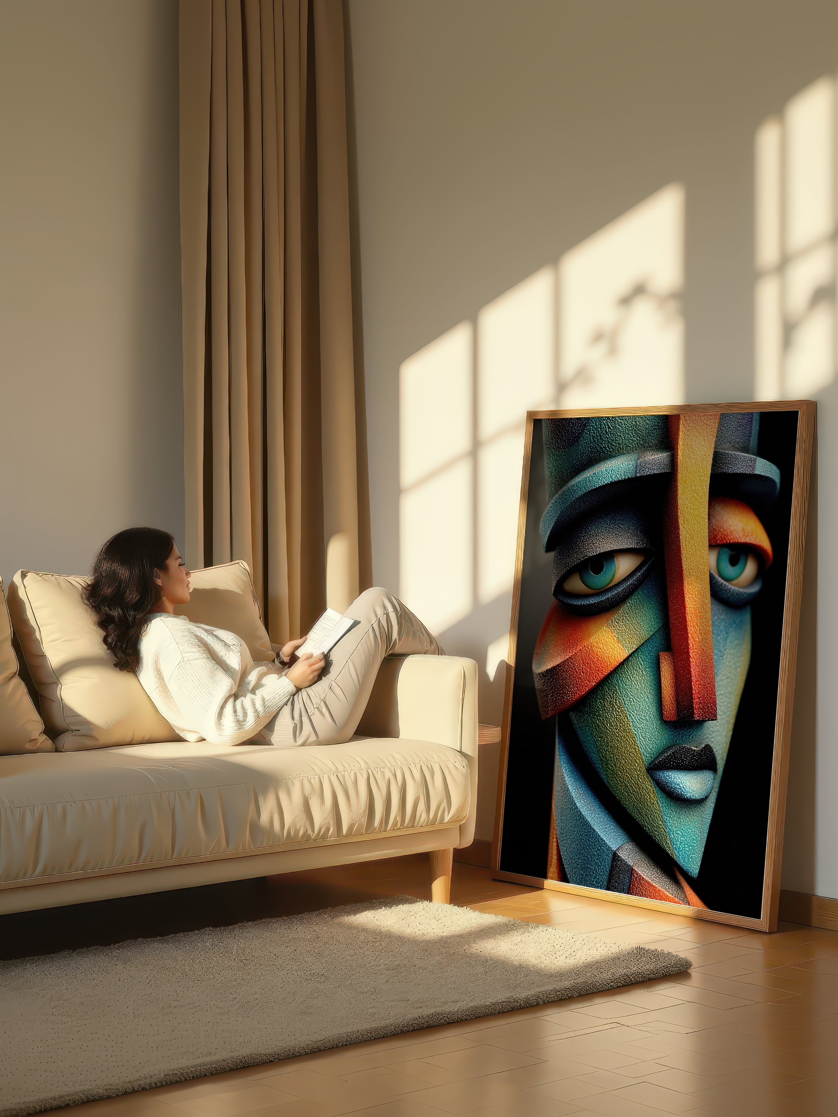 Faceted Face – Surreal Cubist Geometric Portrait Wall Art 461