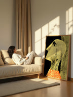 Yellow Figure – Surreal Graphic Engraving Portrait Wall Art 475