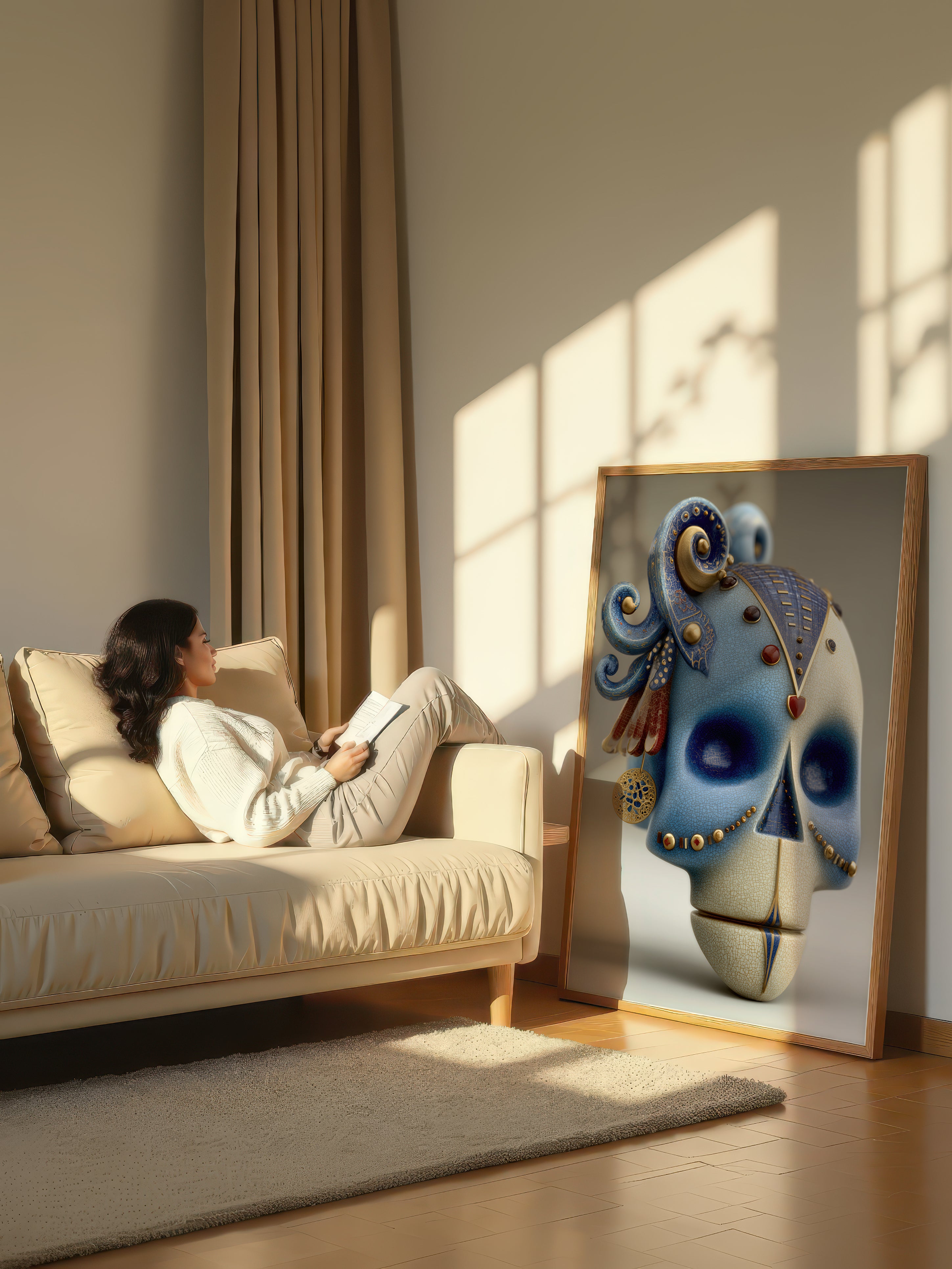 Cerulean Elegance – Surreal Ceramic Ornate Wall Art 465