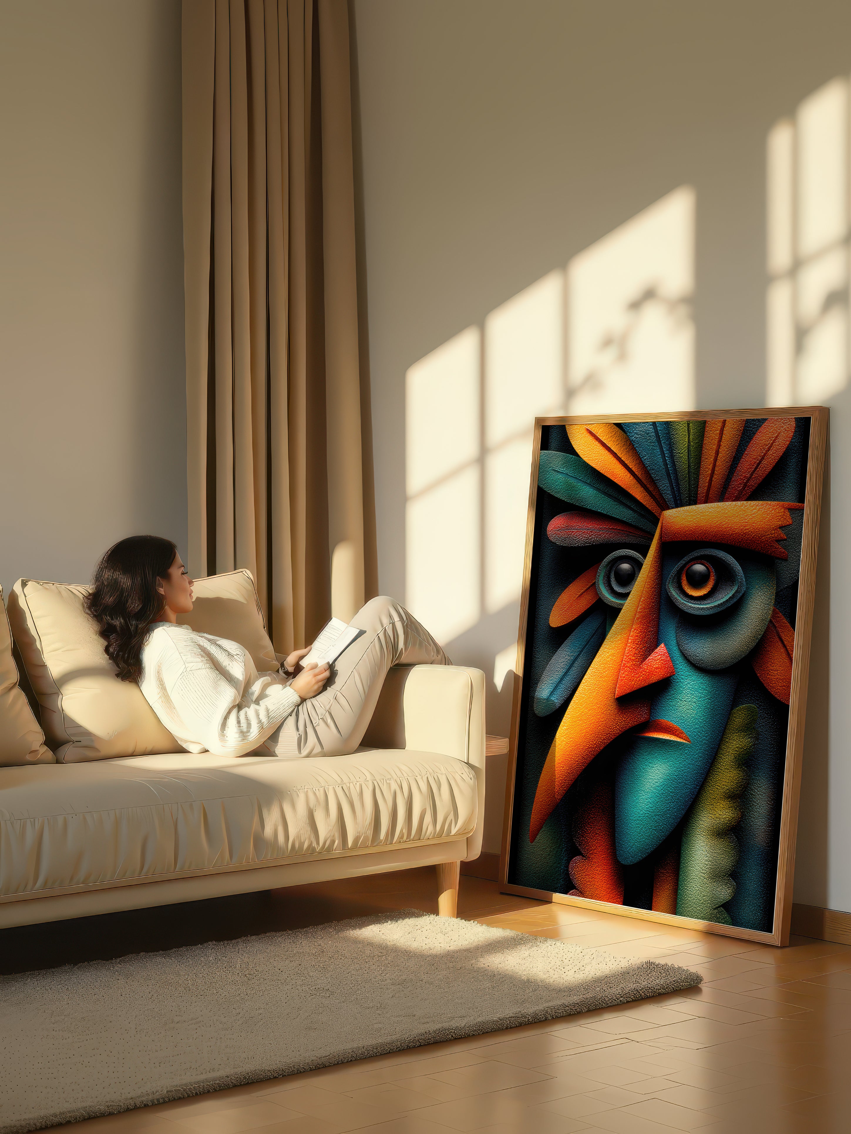 Prismatic Persona – Surreal Vibrant Relief Portrait Wall Art 463
