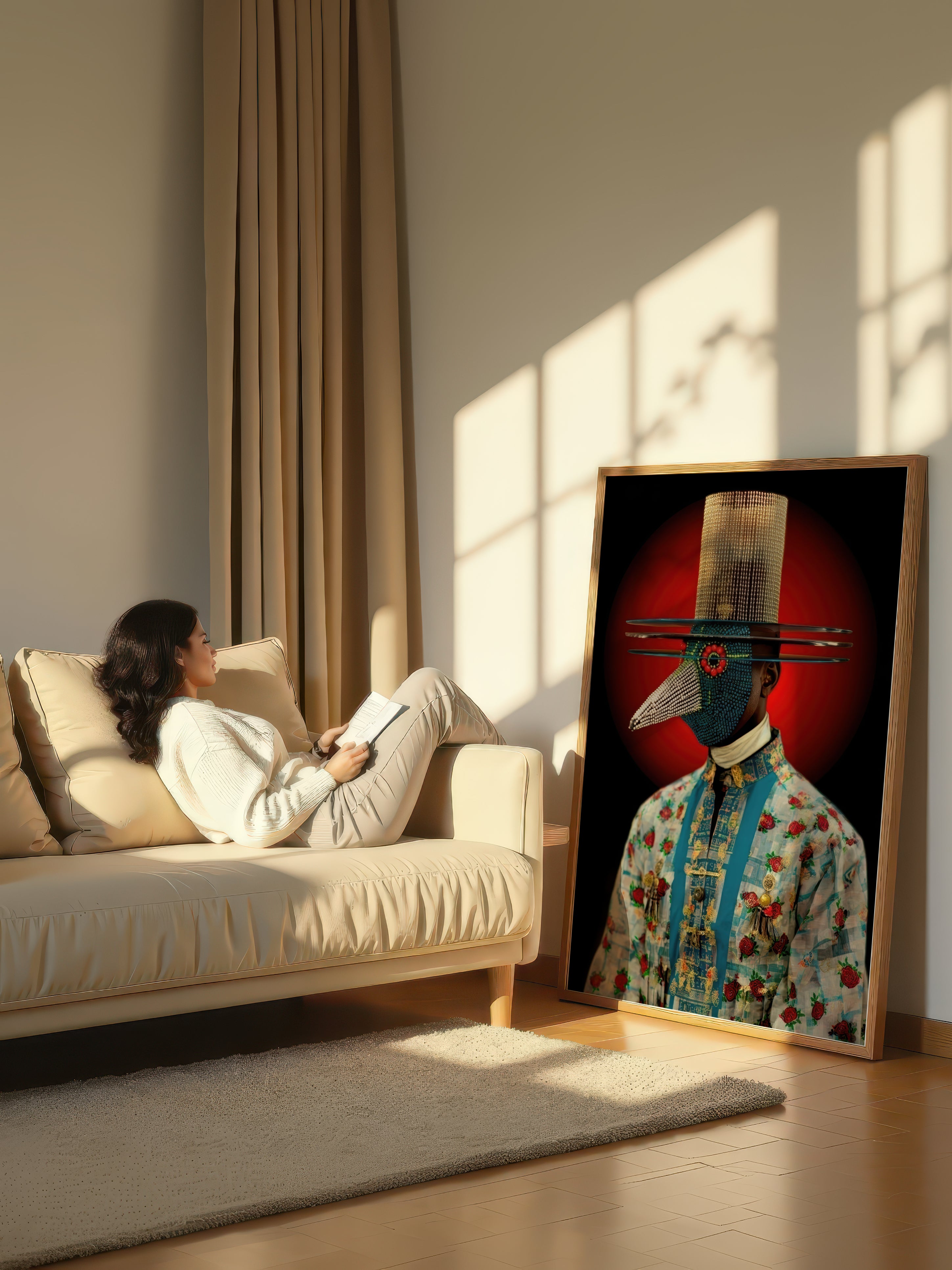 Masked and Adorned – Surreal Fashion Ceremonial Wall Art 440