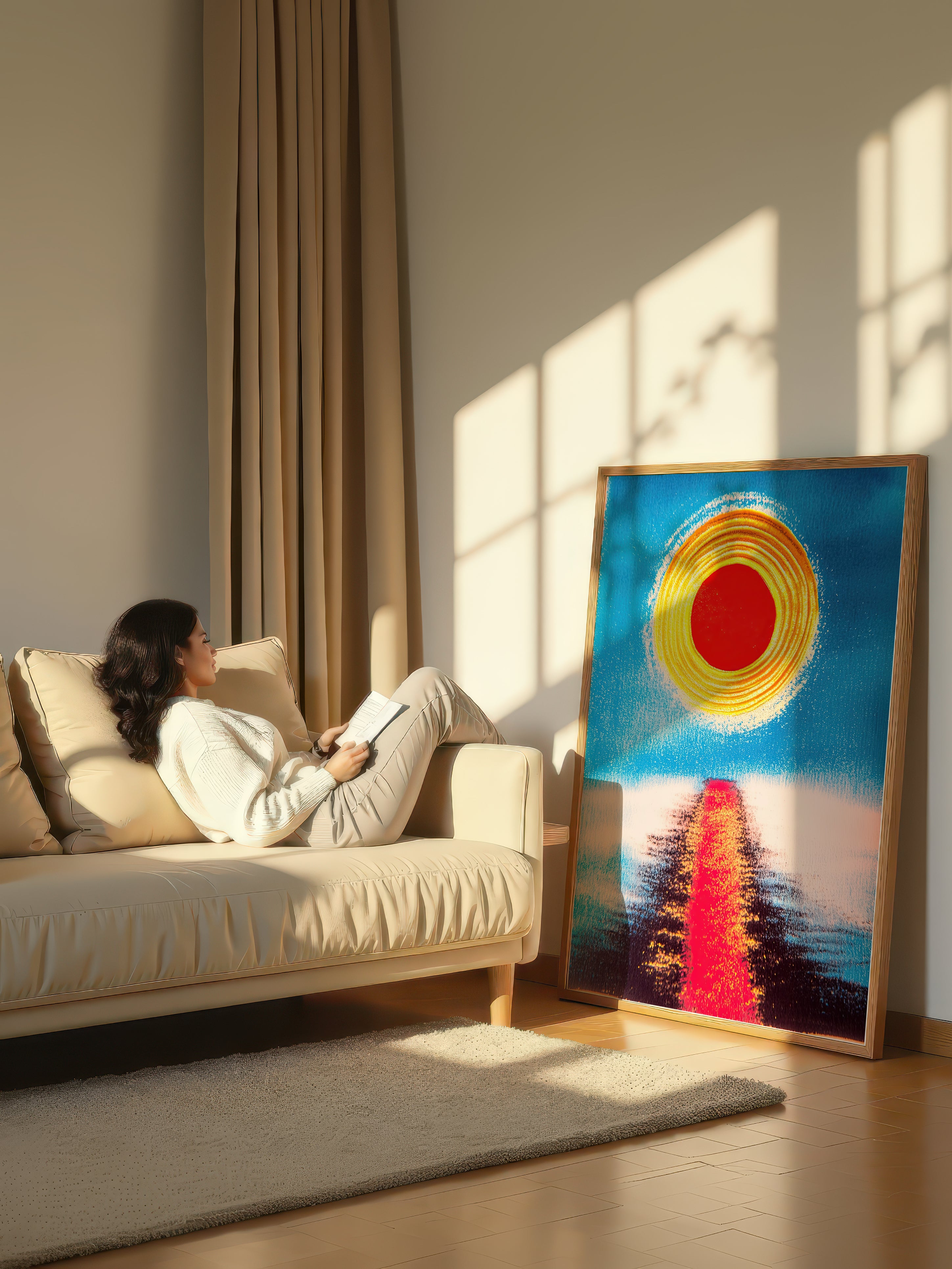 Solar Reflection – Surreal Minimalist Sun Wall Art 567