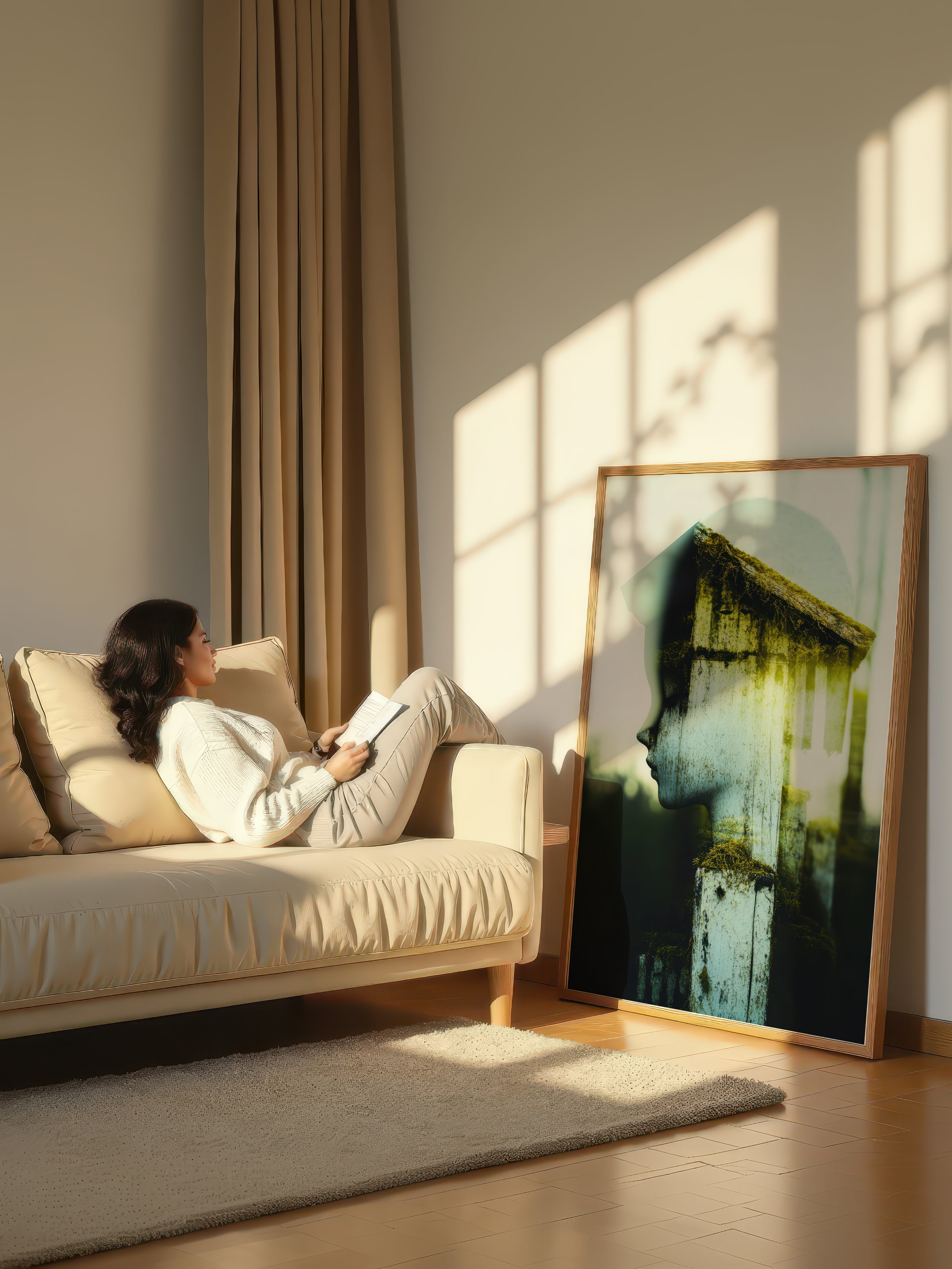 Moss and Memory – Surreal Nature Double Exposure Wall Art 580