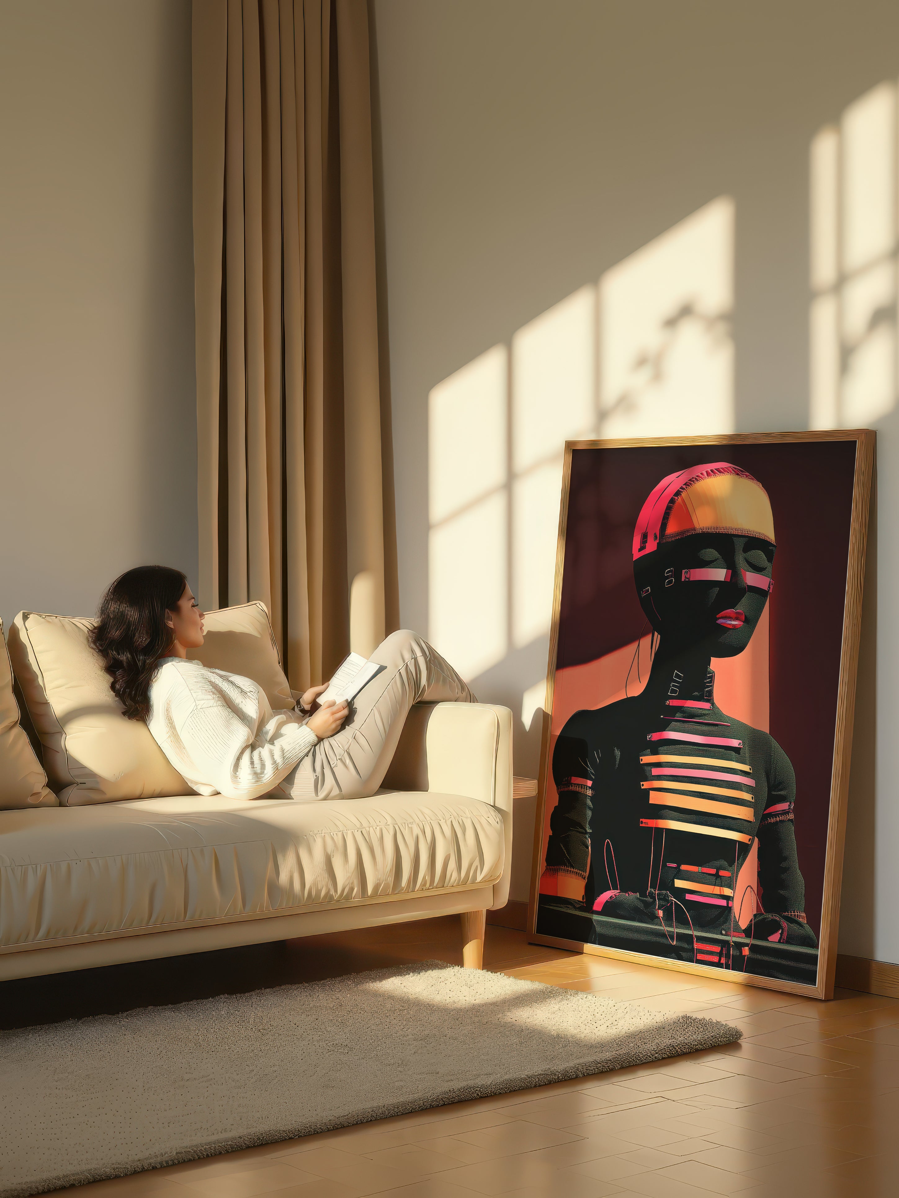 Synthetic Stillness – Surreal Graphic Neon Profile Wall Art 598