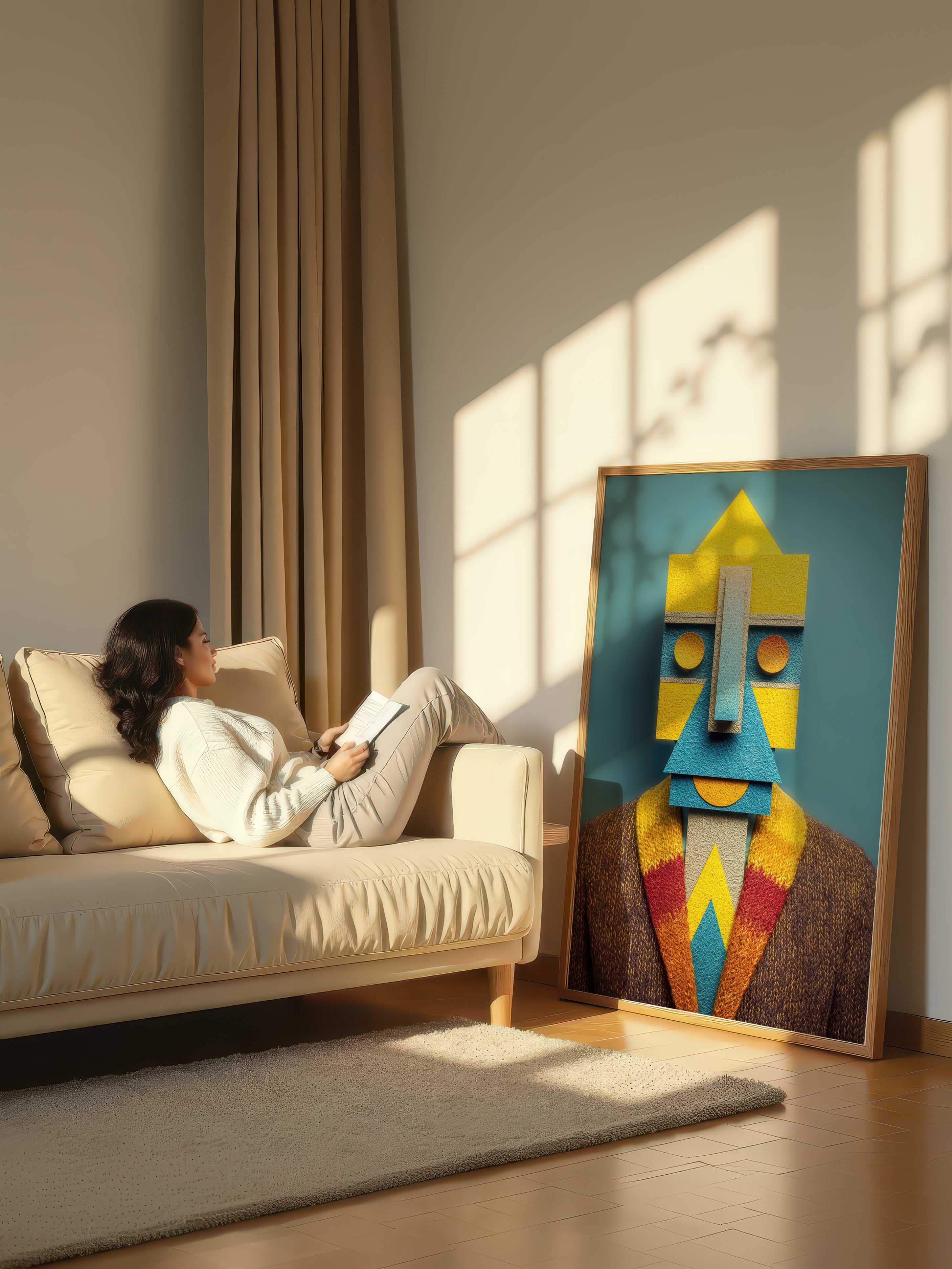 Block Head – Surreal Cubist Craft Portrait Wall Art 457