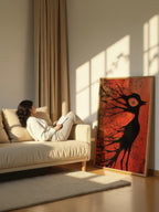 Crimson Flight – Surreal Minimalist Bird Wall Art 589