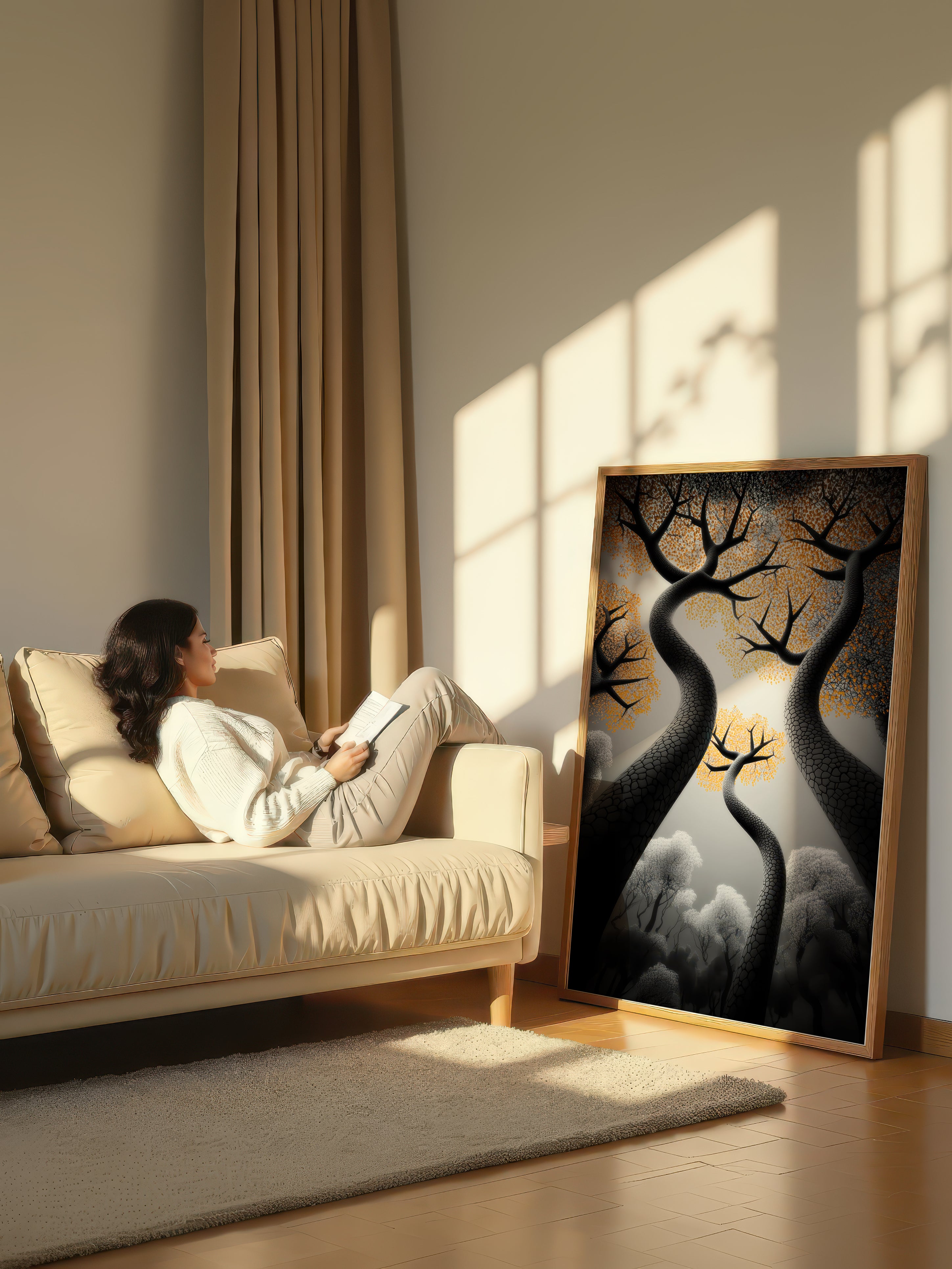 Golden Ascent – Surreal Autumn Forest Wall Art 541