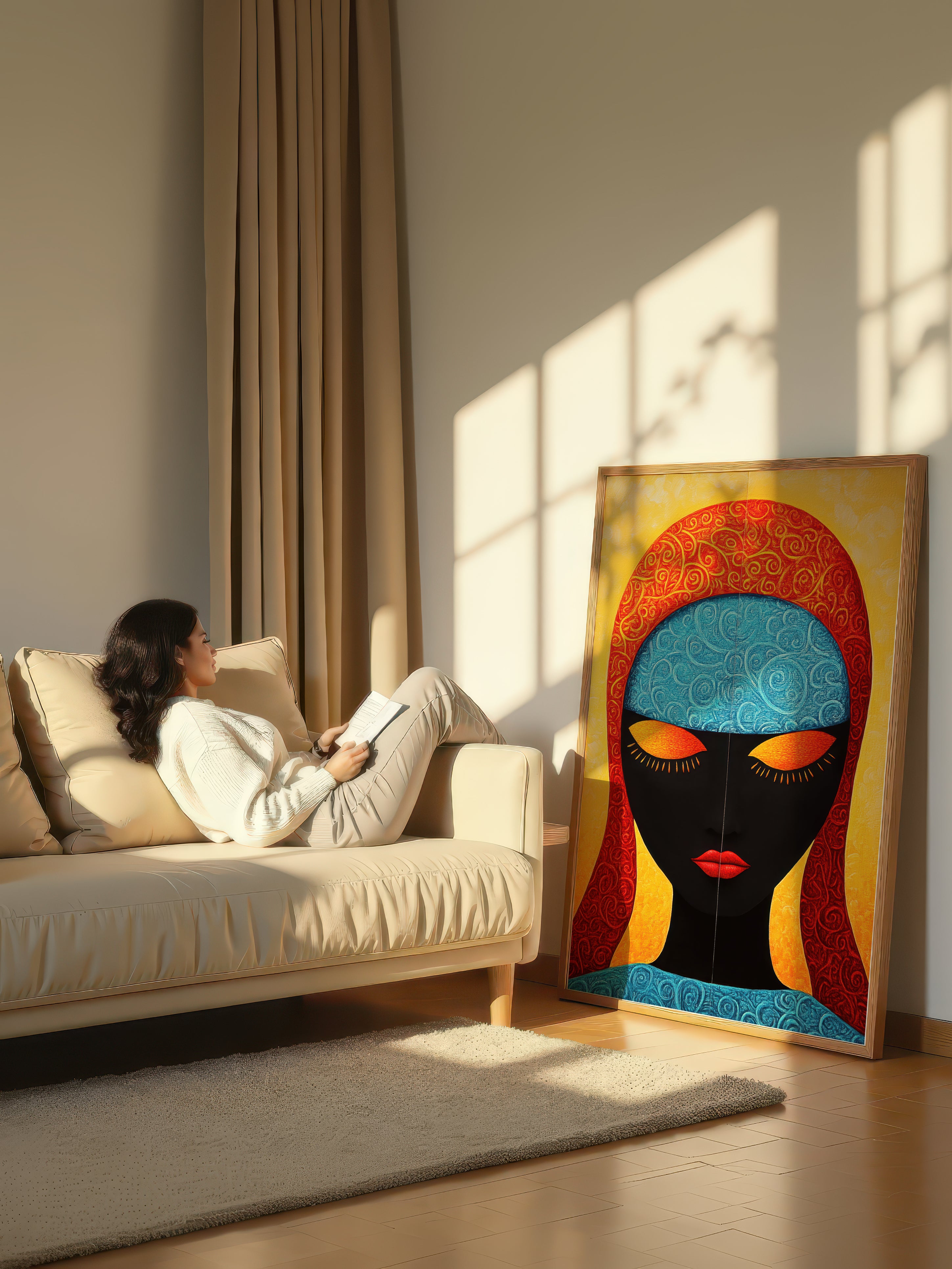 Swirl and Silence – Surreal Folk Psychedelic Wall Art 570