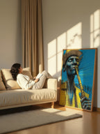 Blue Note Player – Surreal Expressive Musician Wall Art 430
