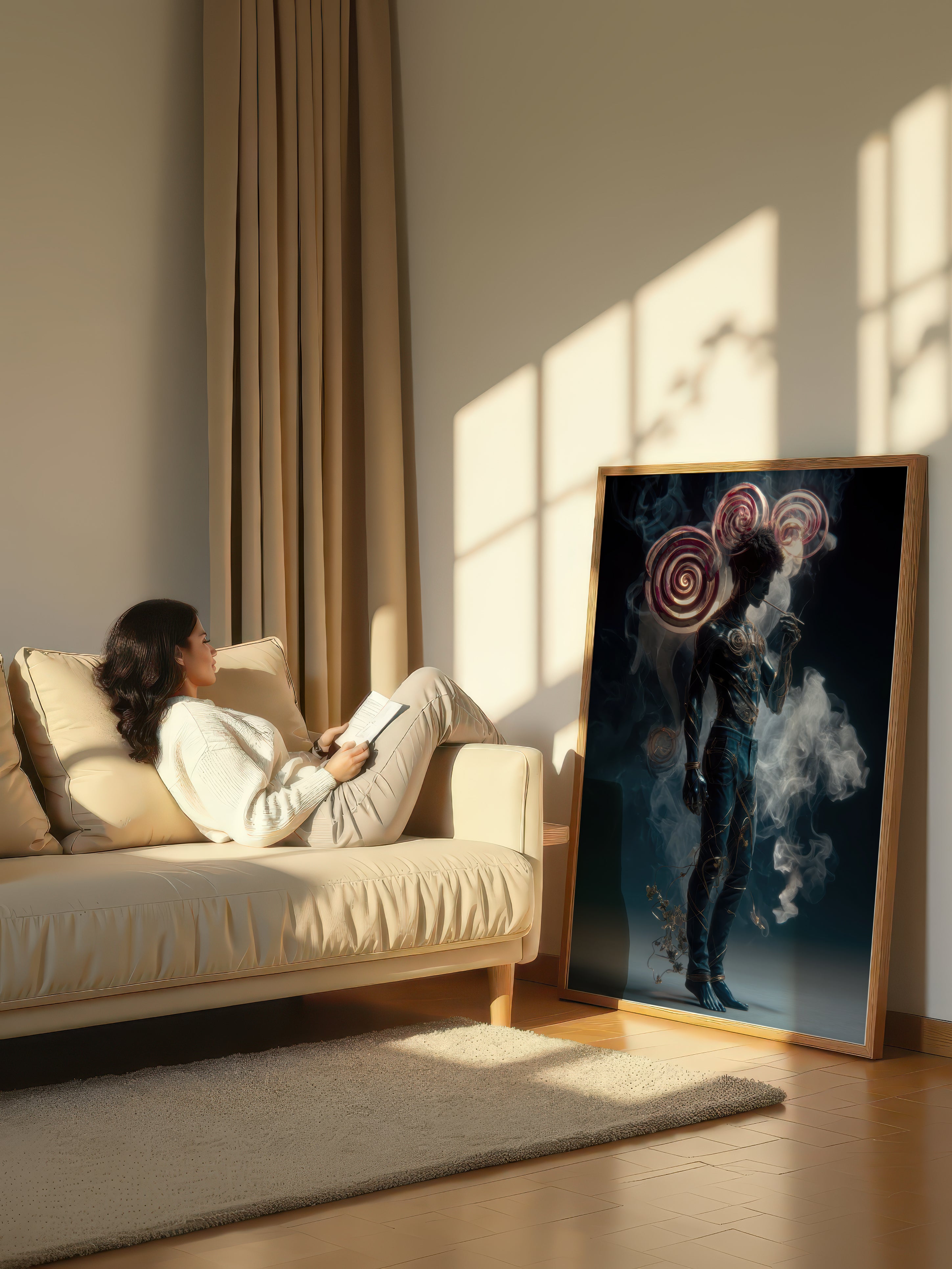 Neon Reverie – Surreal Atmospheric Gold Wire Wall Art 472