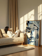 Chrome Mask – Surreal Liquid Metal Portrait Wall Art 576