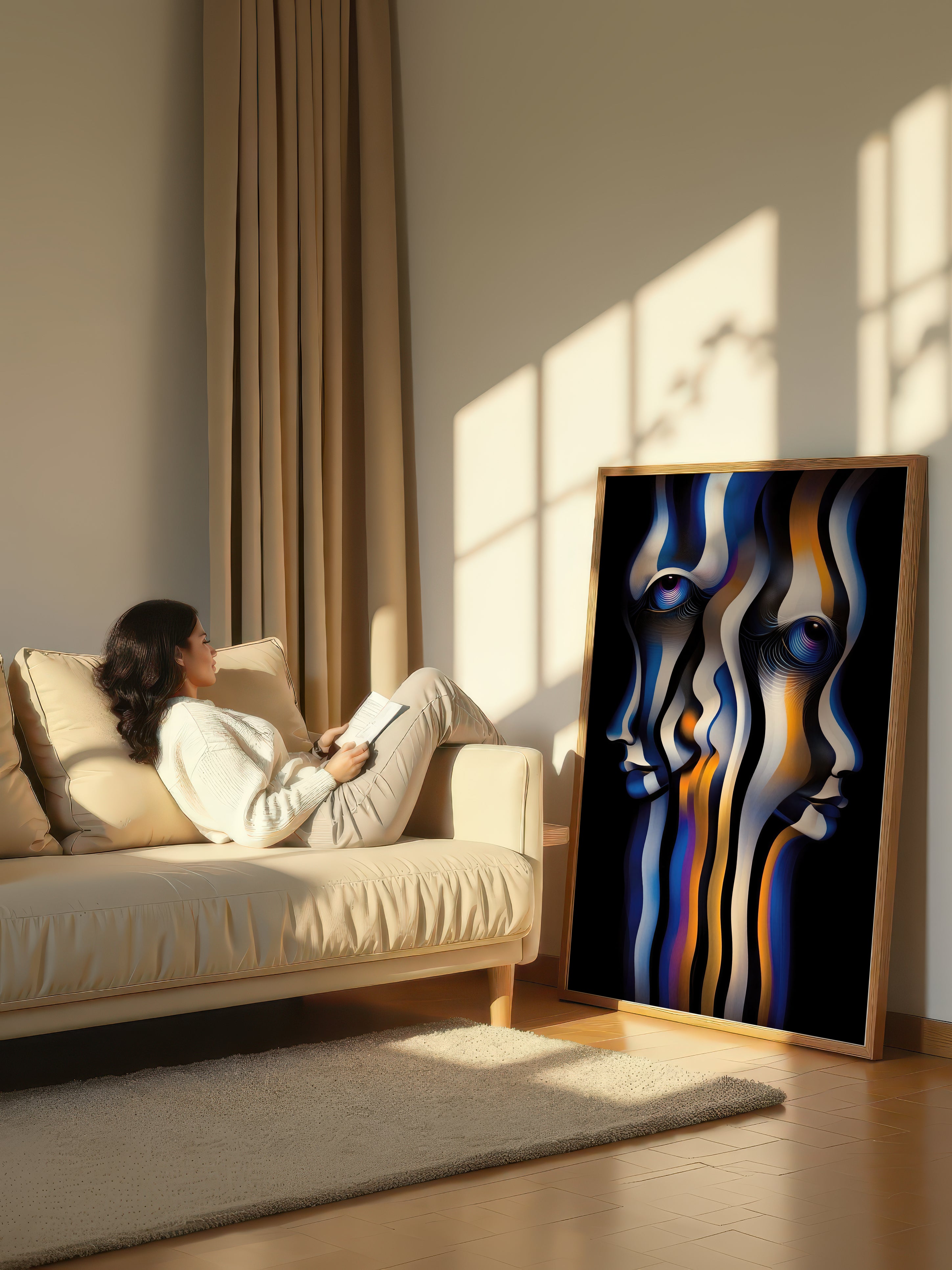 Divergent Vision – Surreal Blue Orange Portrait Wall Art 528