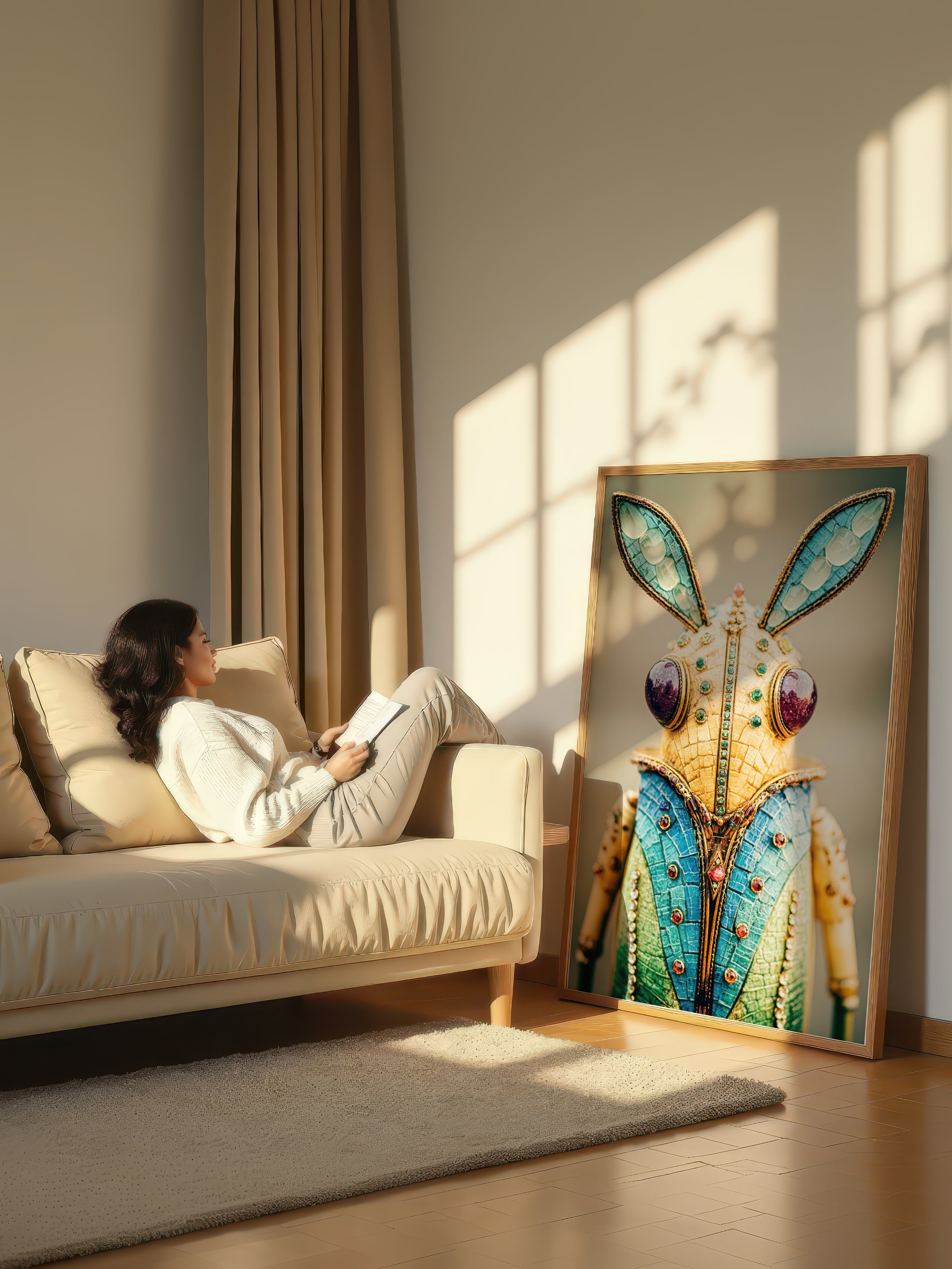 Jeweled Sentinel – Surreal Mosaic Portrait Wall Art 553