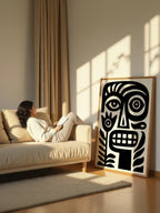 Plant Face Folk – Surreal Primitive Folk Print Wall Art 437
