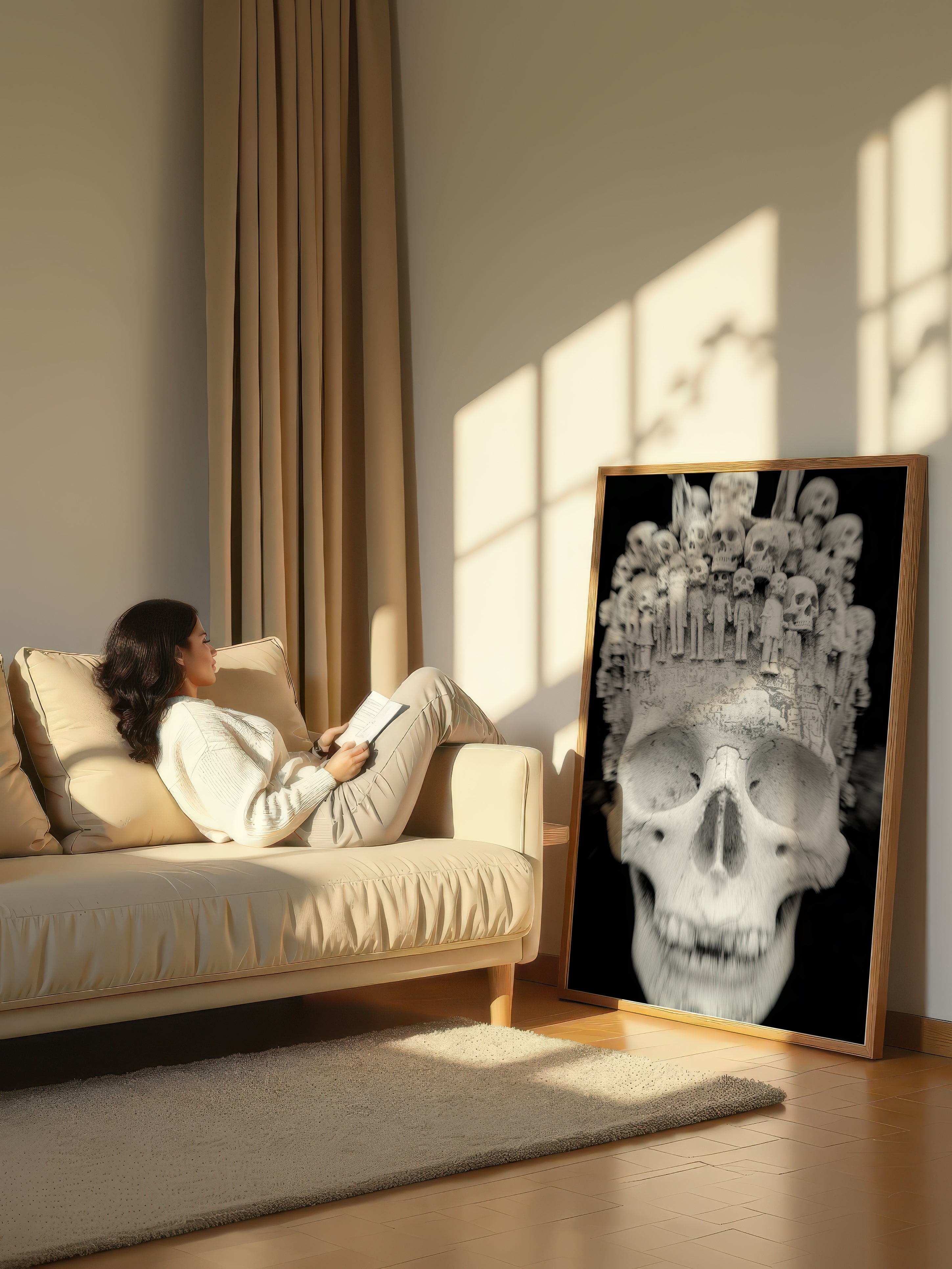 Skull and Figures – Surreal Sculptural Memento Mori Wall Art 446