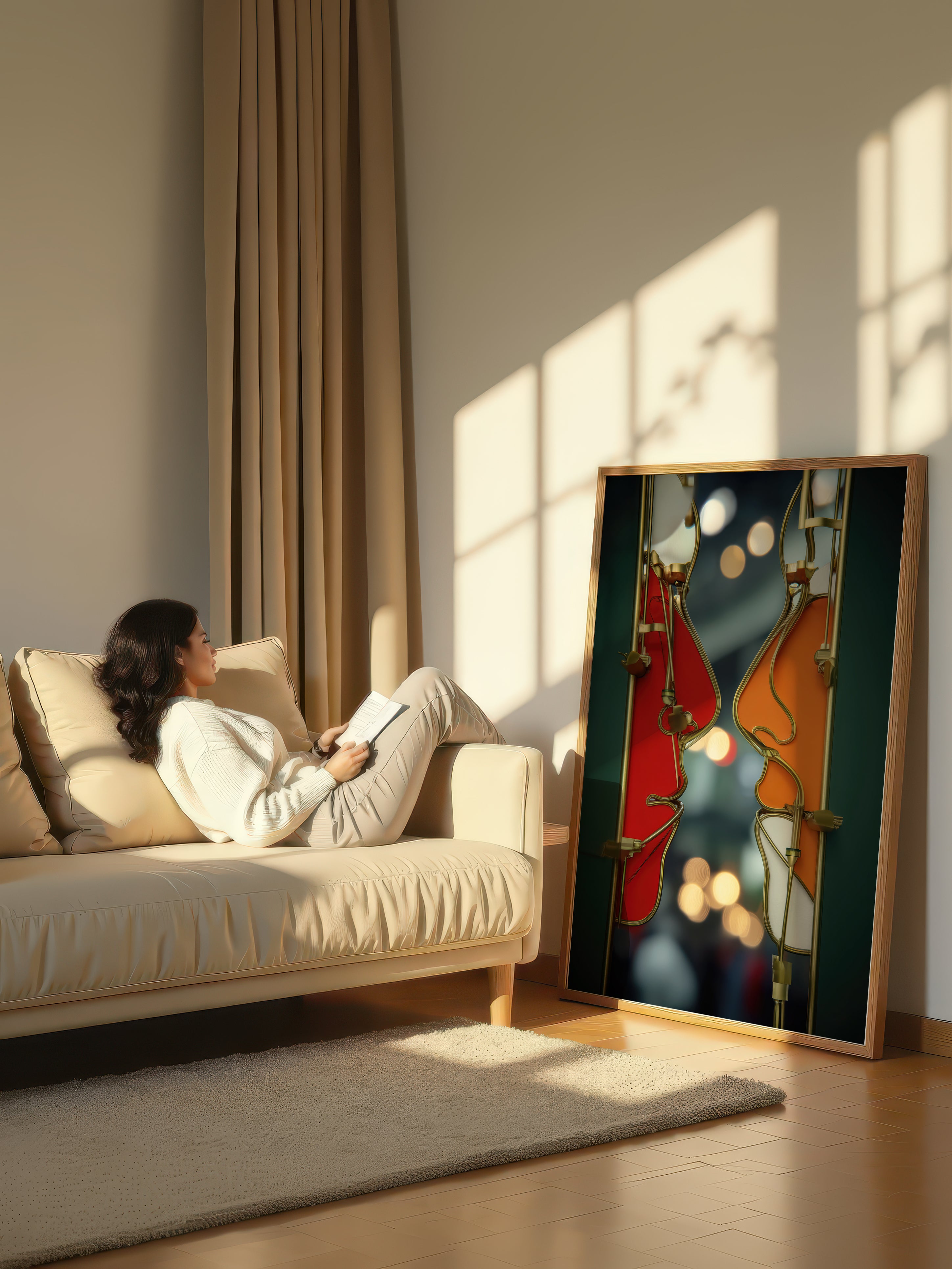 Red and Orange Profiles – Surreal Art Nouveau Sculptural Wall Art 410