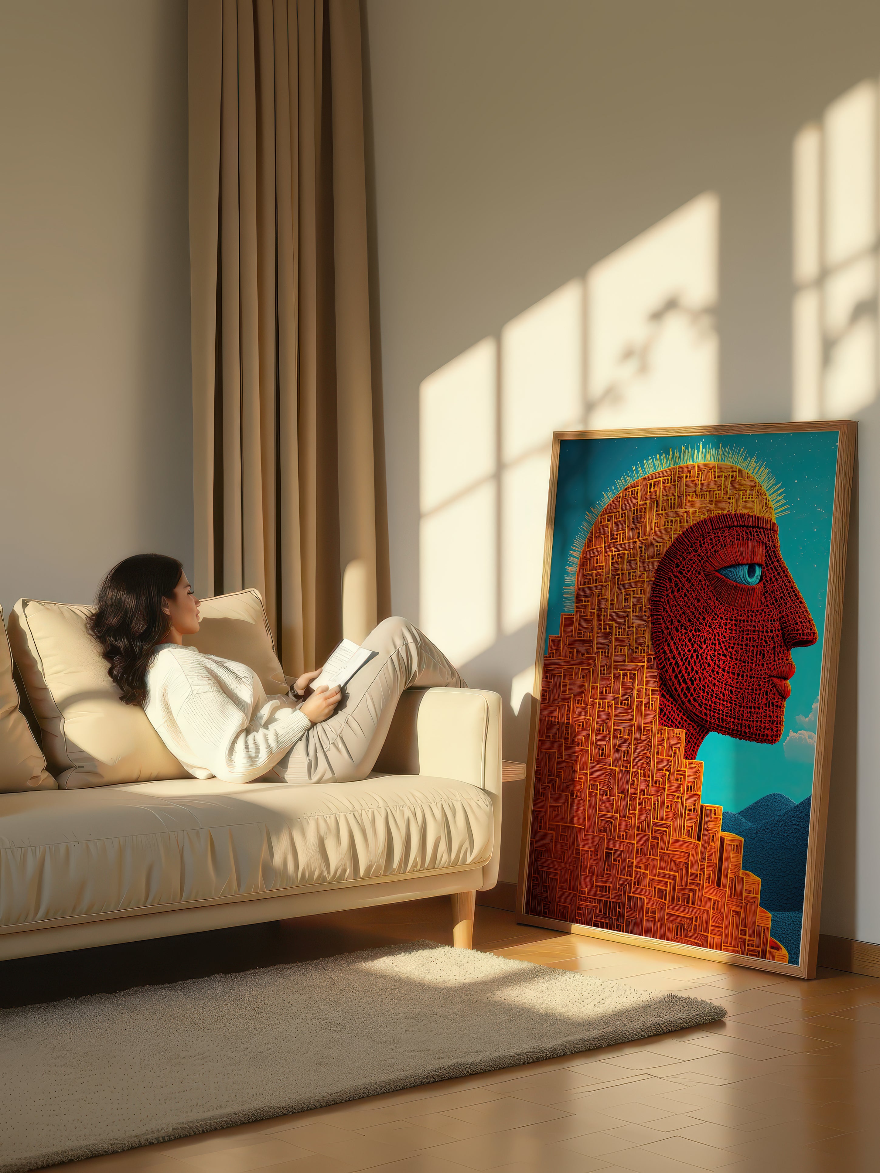 Ochre Monument – Surreal Folk Architecture Wall Art 572
