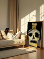 Skull in Glass – Surreal Curiosity Skull Bottle Wall Art 452