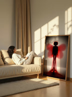 Crimson Silhouette – Surreal Minimalist Wings Wall Art 543